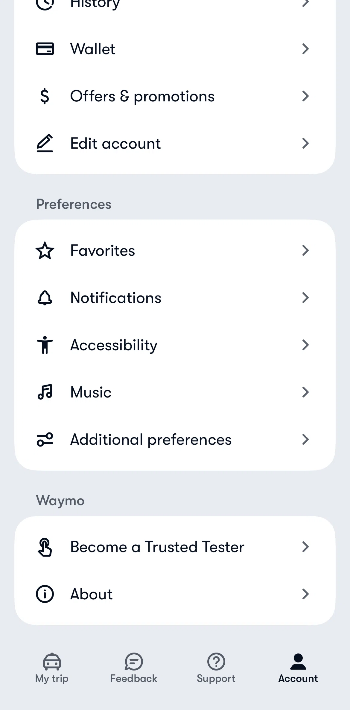 Waymo Screen screen in the Turning off notifications flow