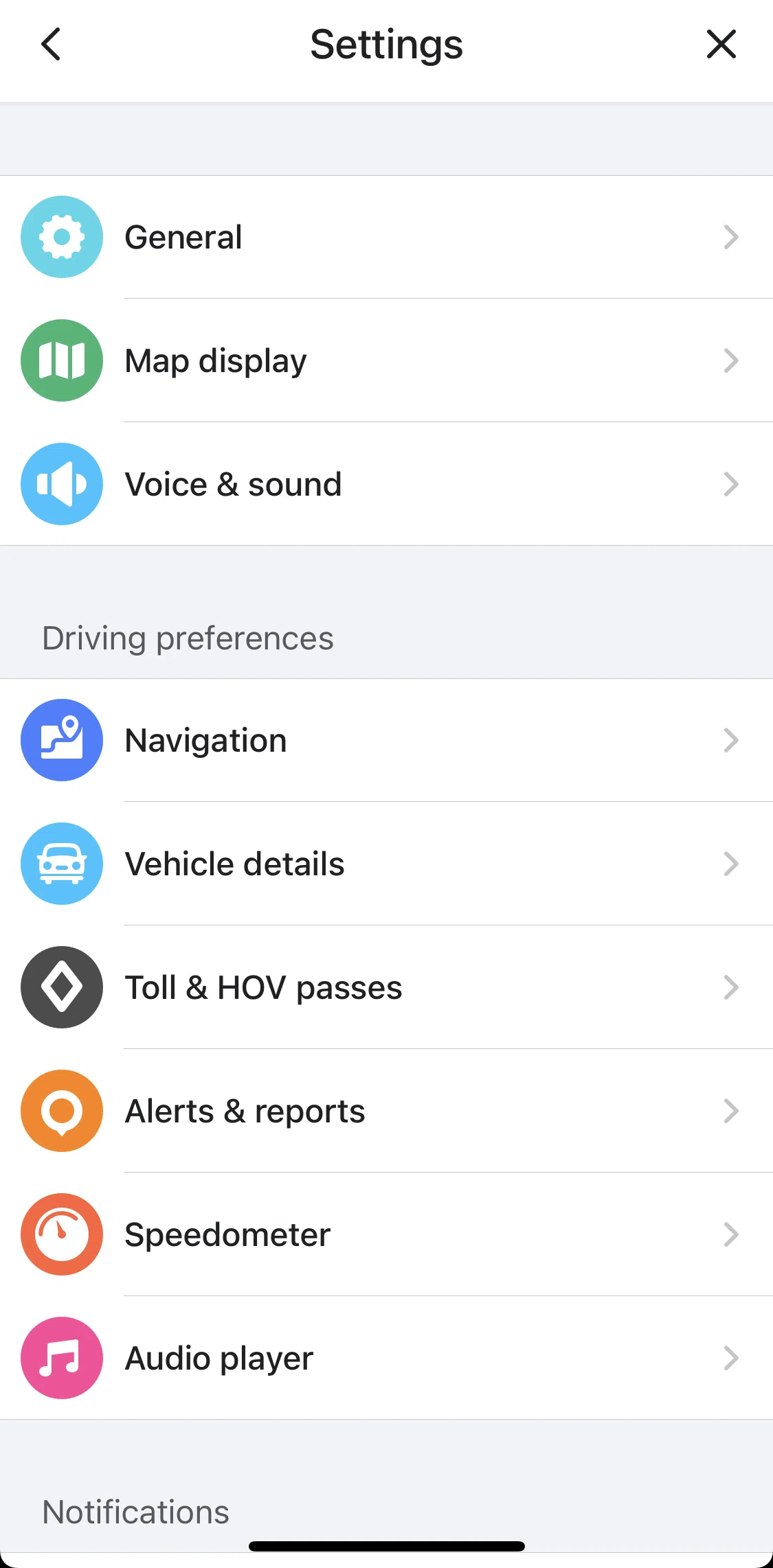 Waze Screen screen in the General settings flow