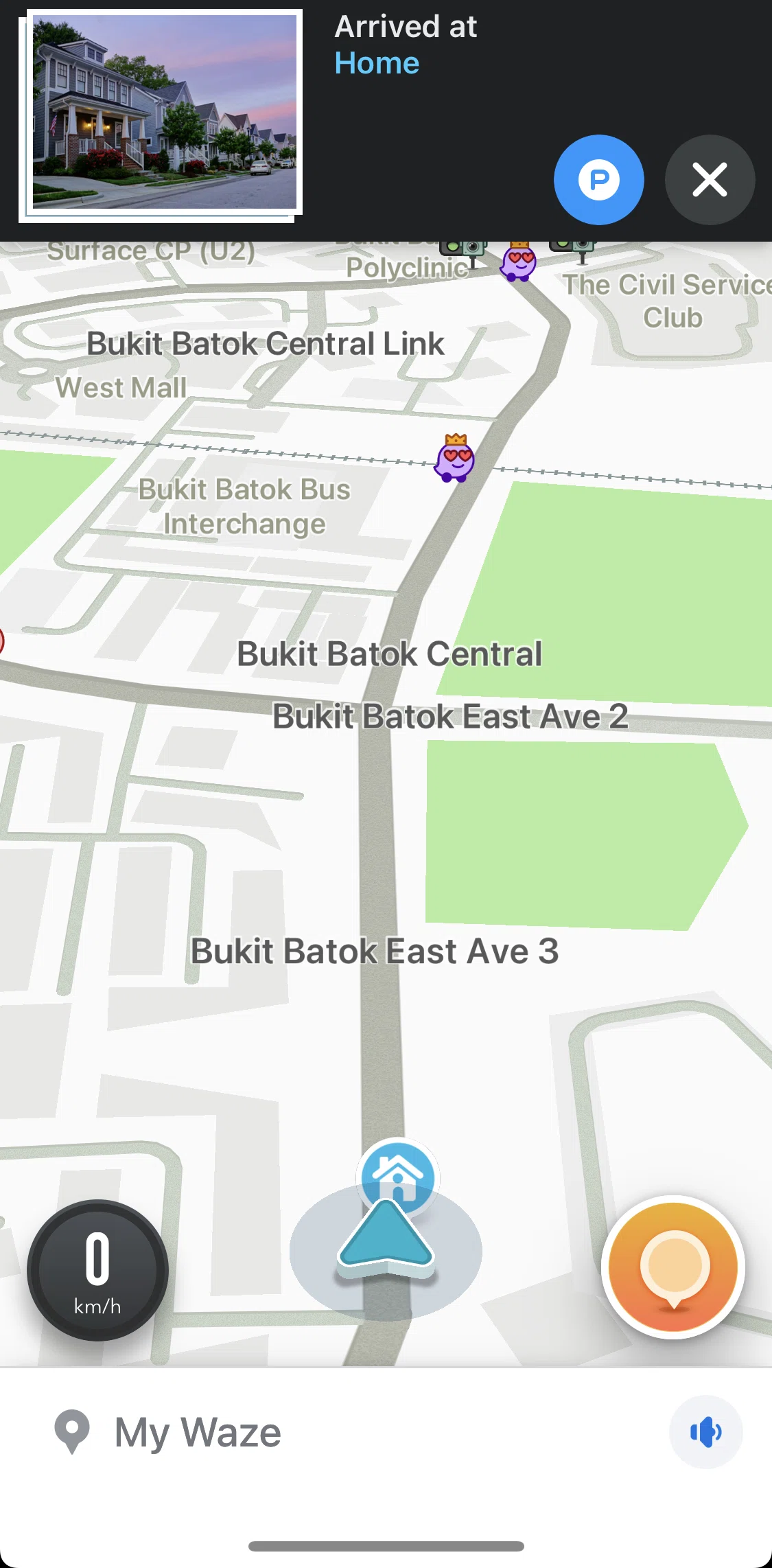 Waze Screen screen in the Marking a parking spot flow