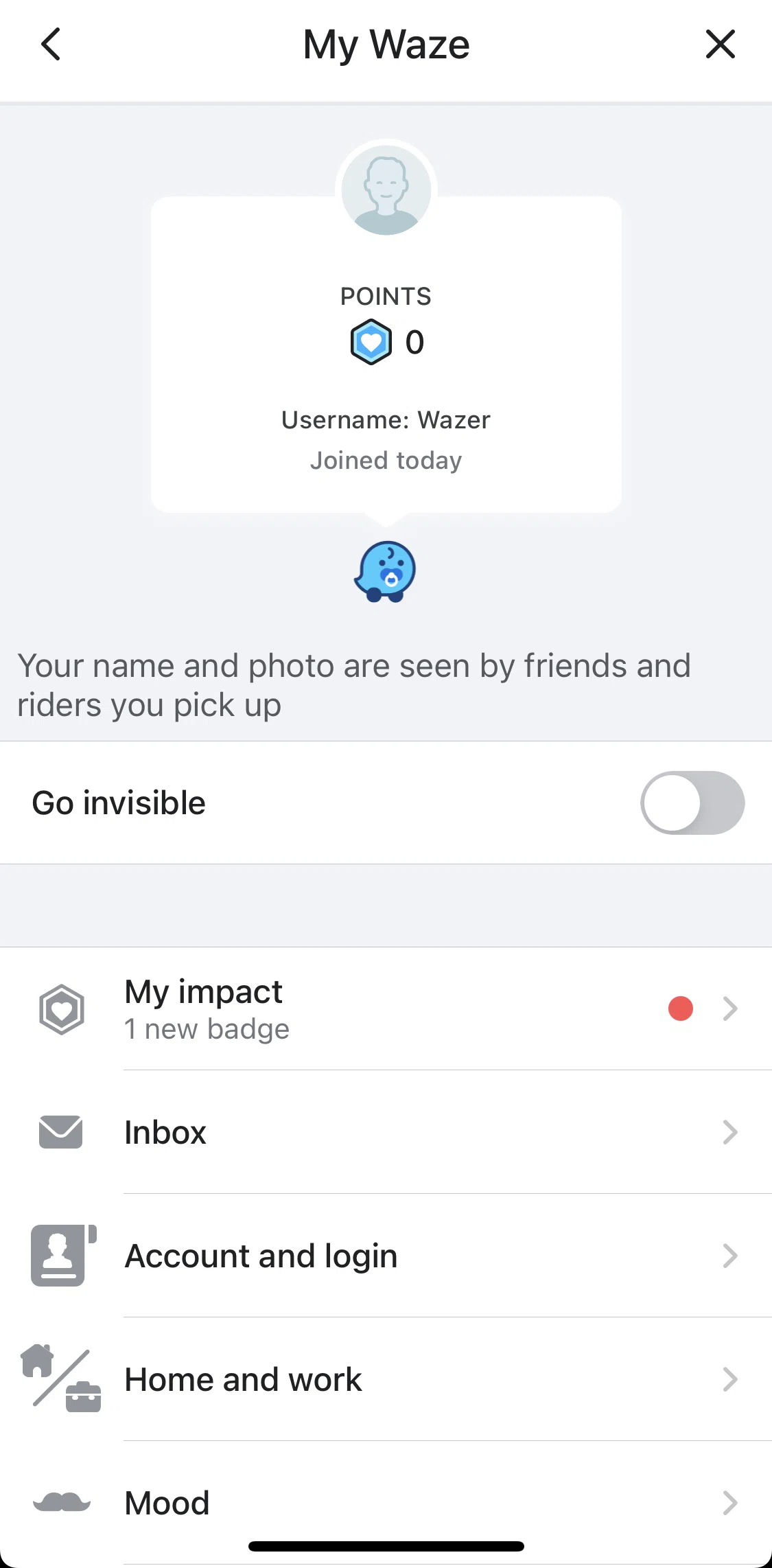 Waze Screen screen in the My impact flow