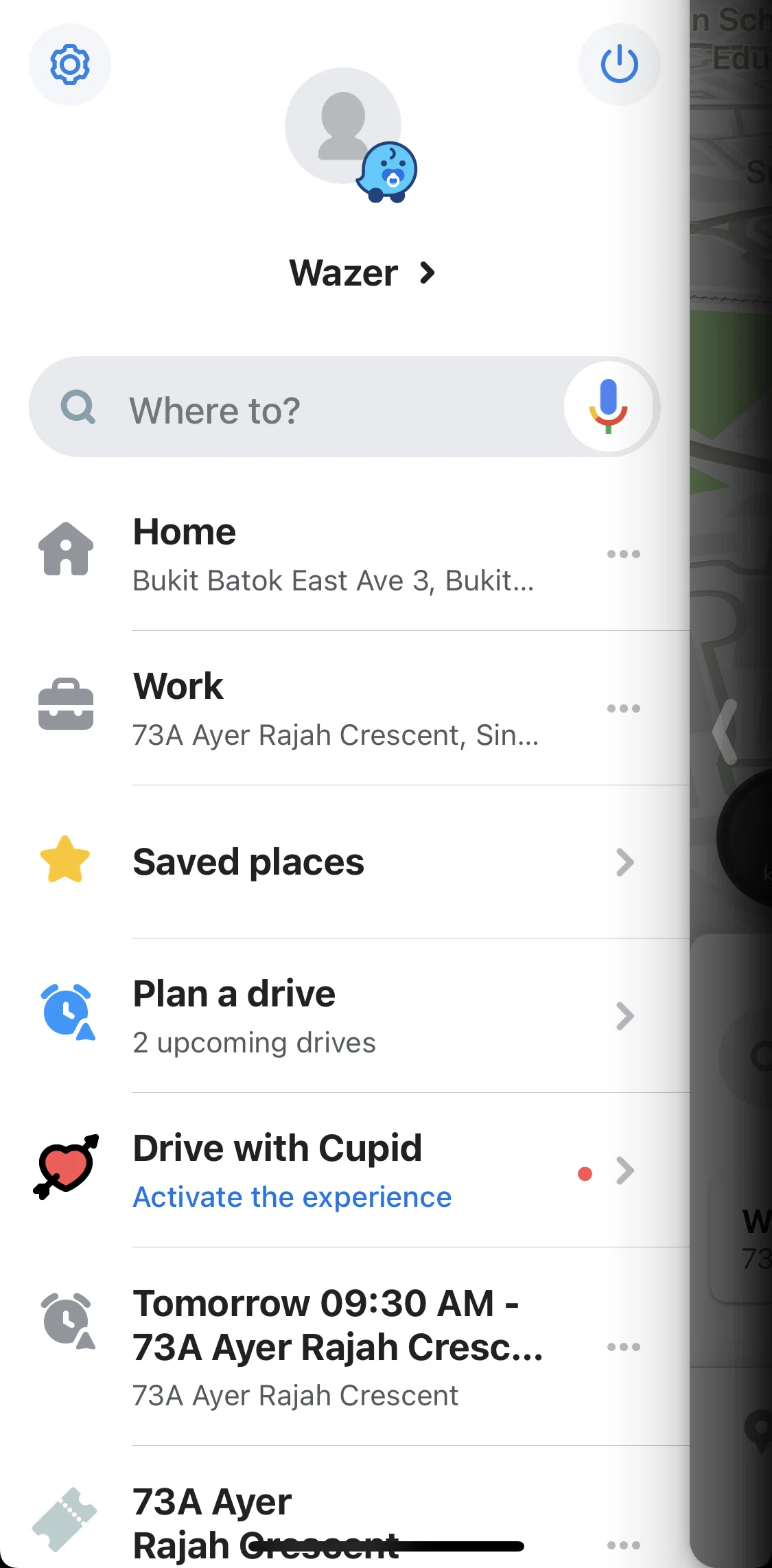 Waze Screen screen in the Saved locations flow
