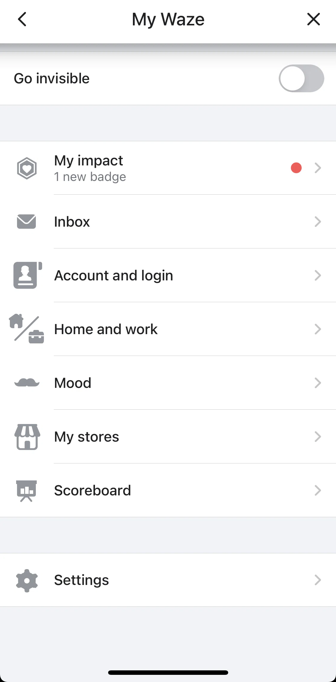 Waze Screen screen in the Scoreboard flow