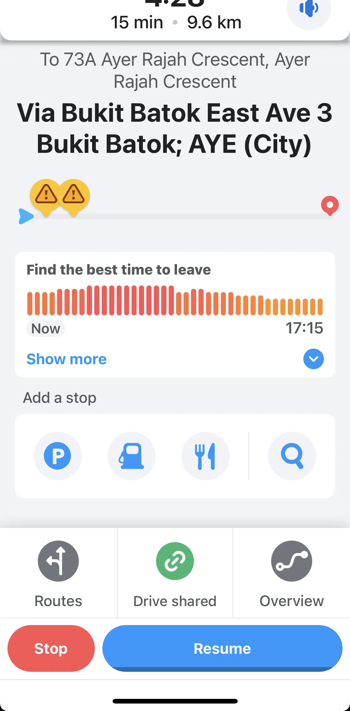 Waze Screen screen in the Stopping share flow