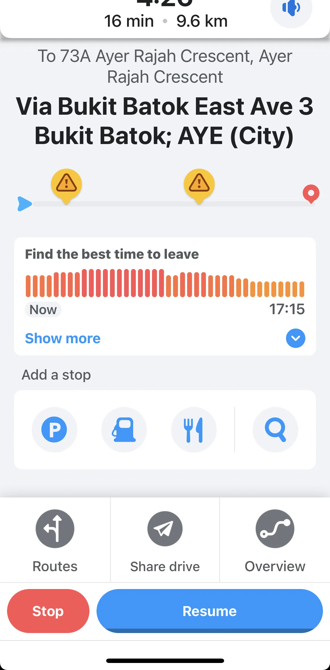 Waze Screen screen in the View routes flow