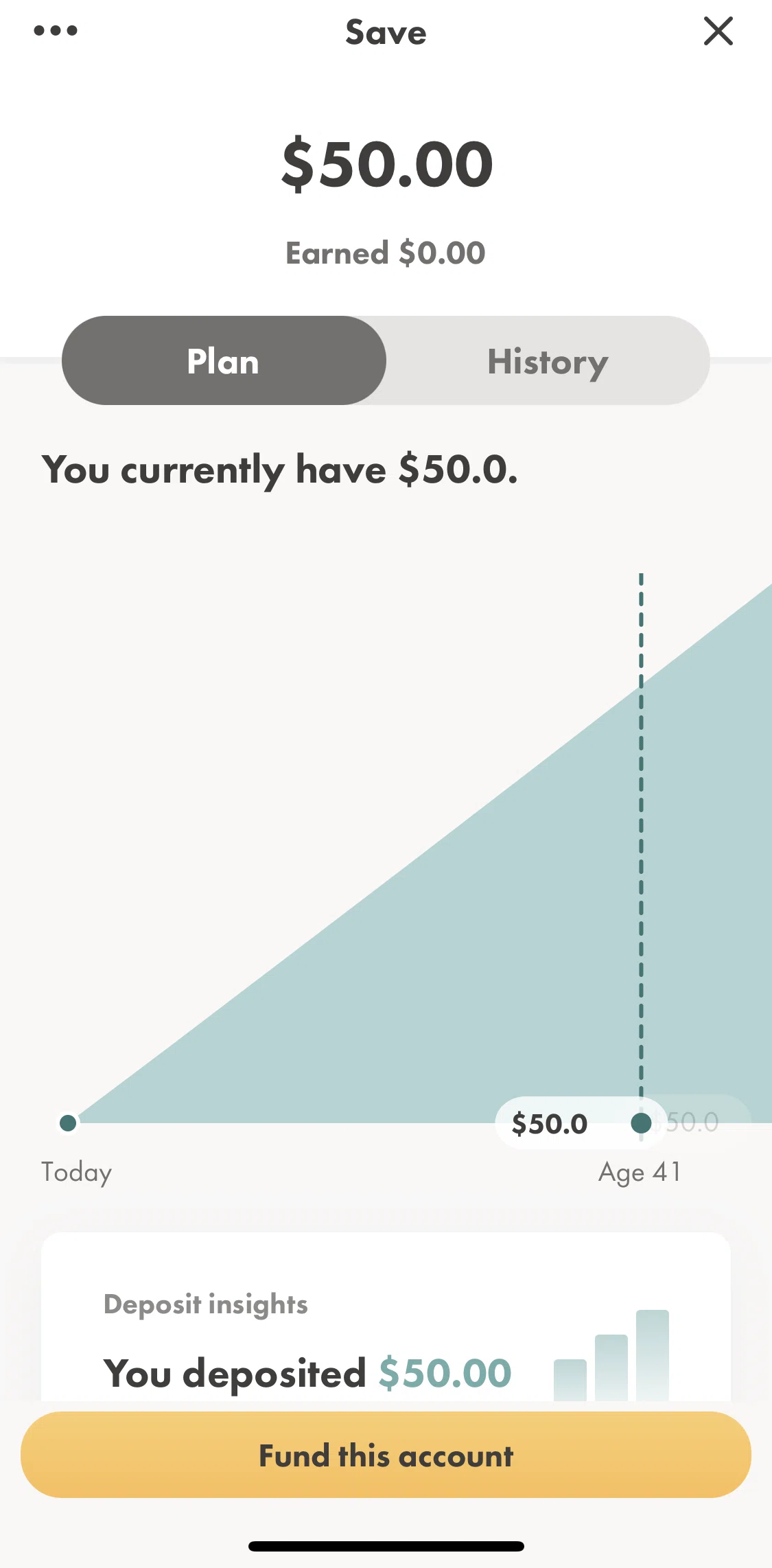 Wealthsimple Invest Screen screen in the History (Save post-deposit) flow