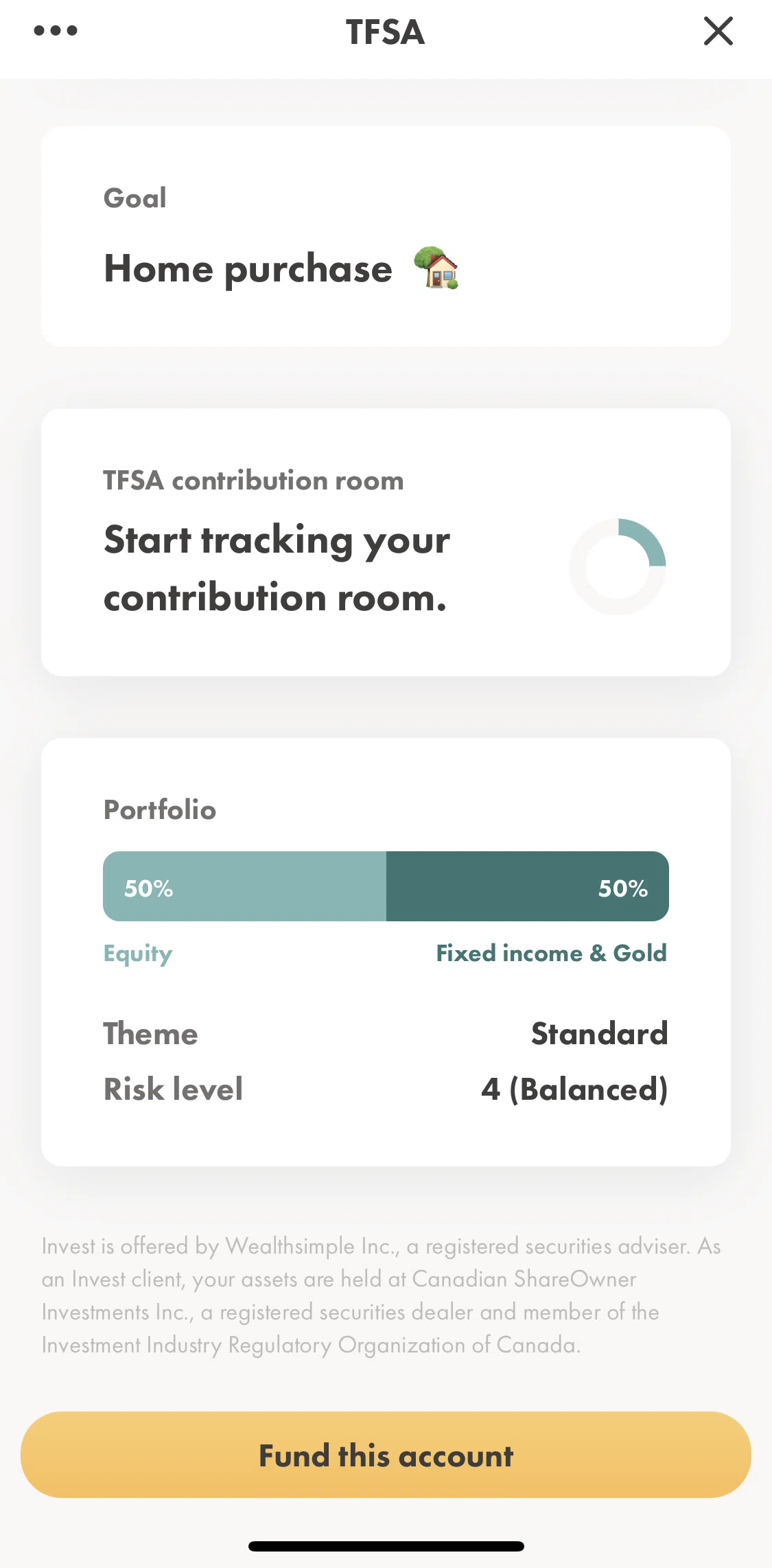 Wealthsimple Invest Screen screen in the Portfolio flow