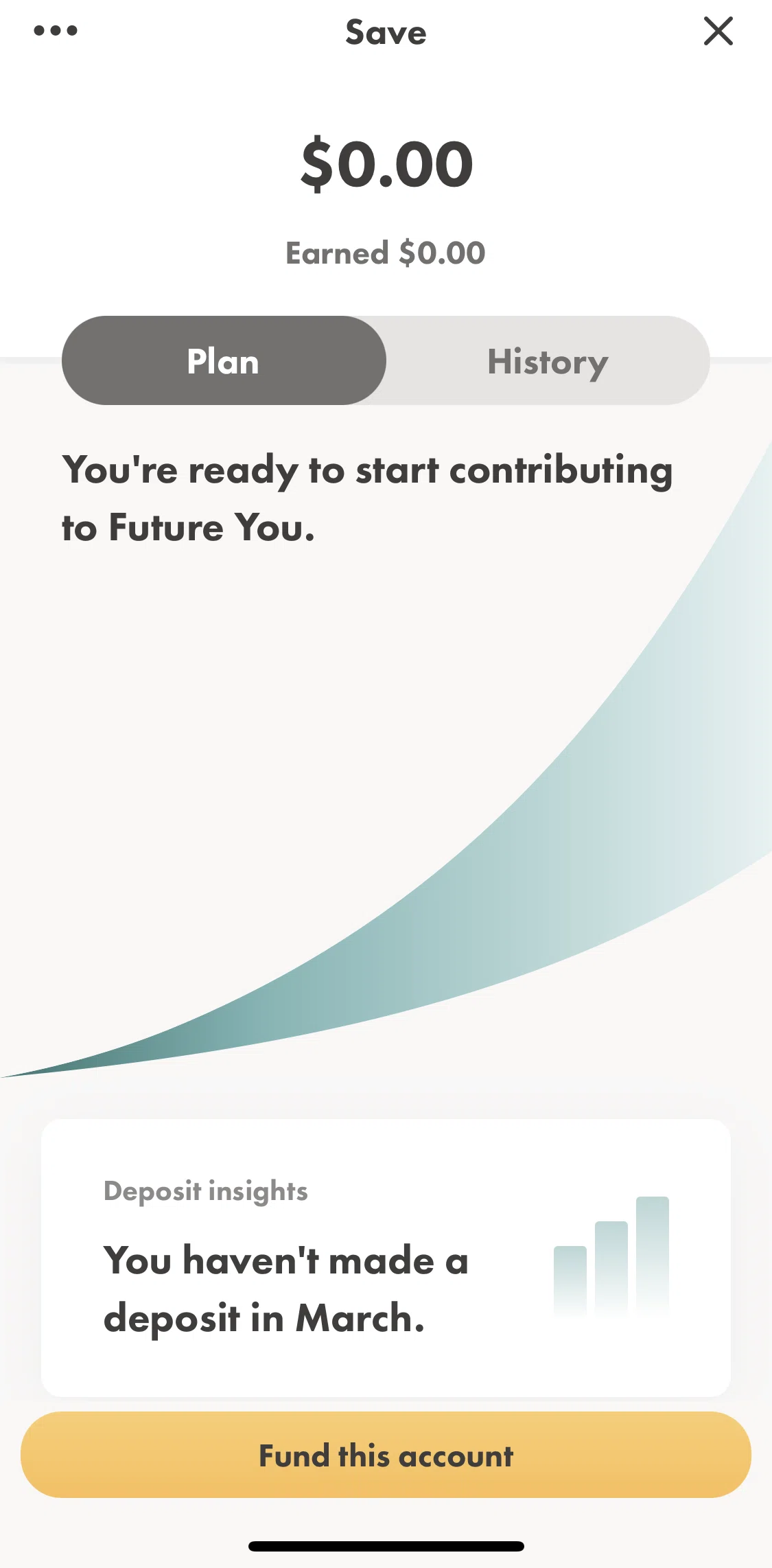 Wealthsimple Invest Screen screen in the Save history flow
