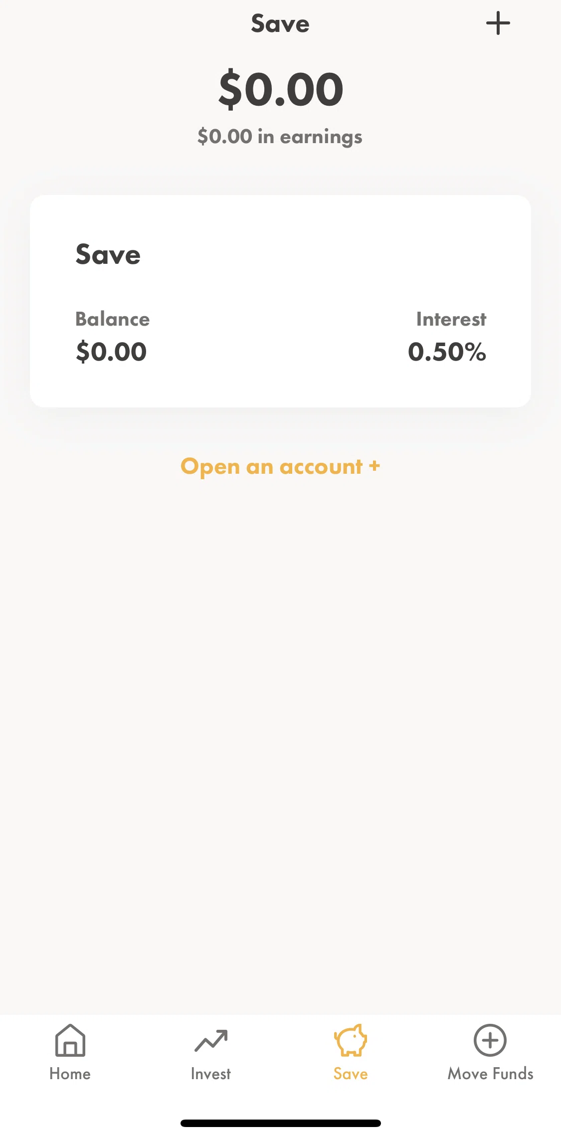 Wealthsimple Invest Screen screen in the Save flow