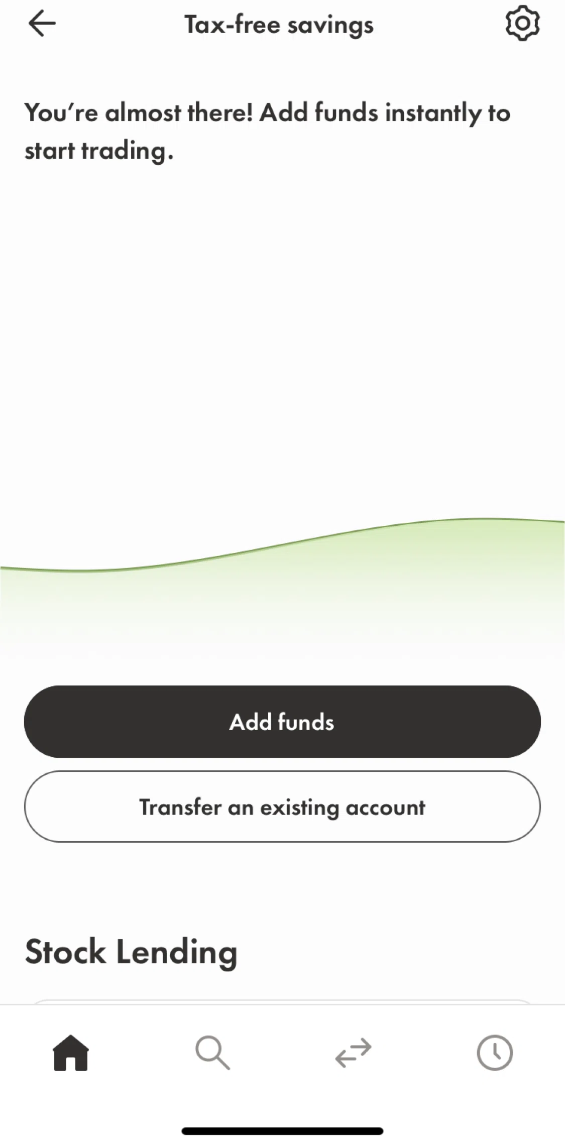 Wealthsimple Screen screen in the Adding funds flow