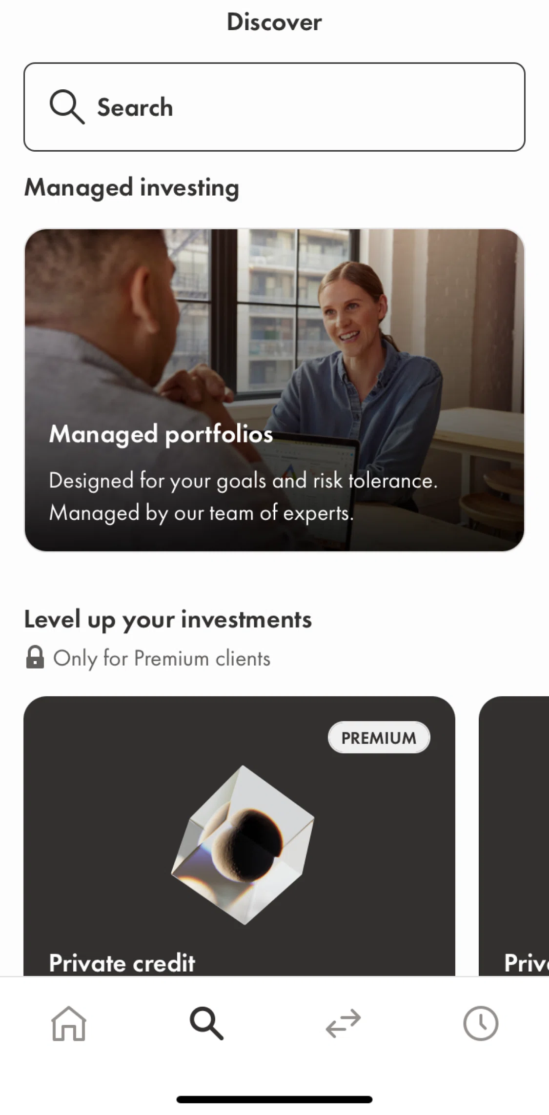 Wealthsimple Screen screen in the Managed portfolios flow