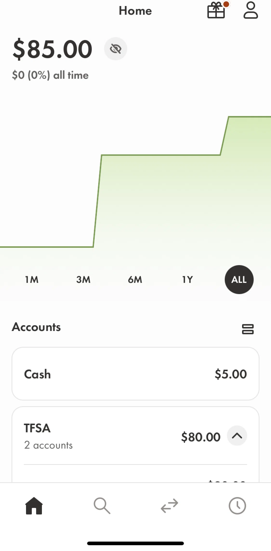 Wealthsimple Screen screen in the Move flow