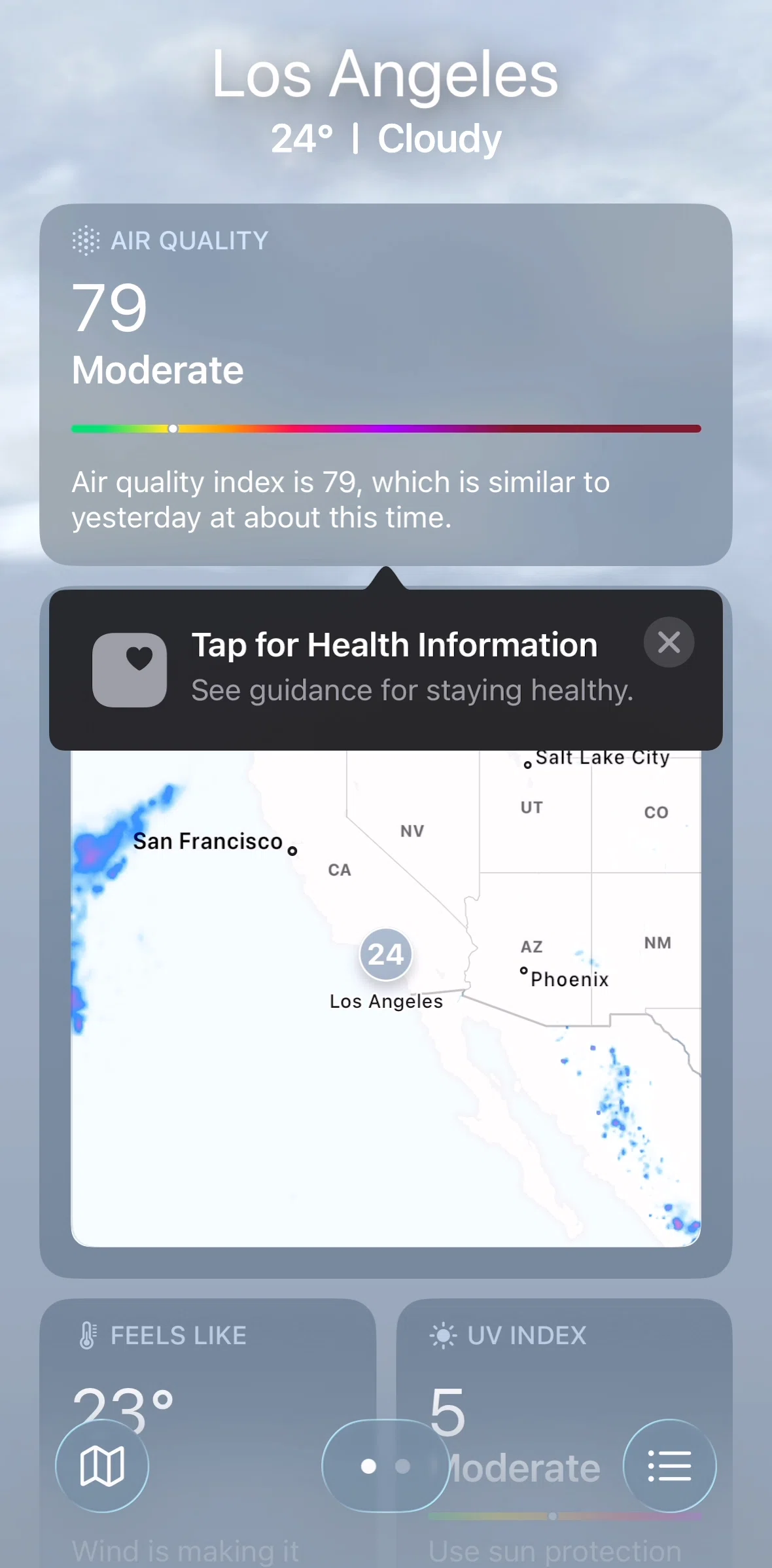 Weather Screen screen in the Air quality flow