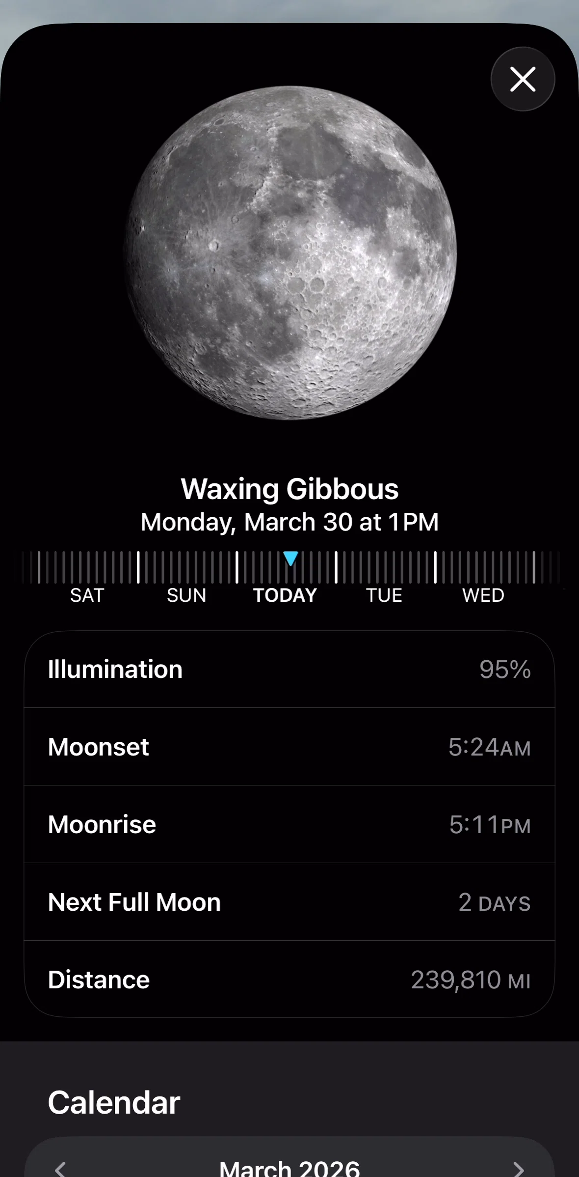 Weather Screen screen in the Changing moonphase flow