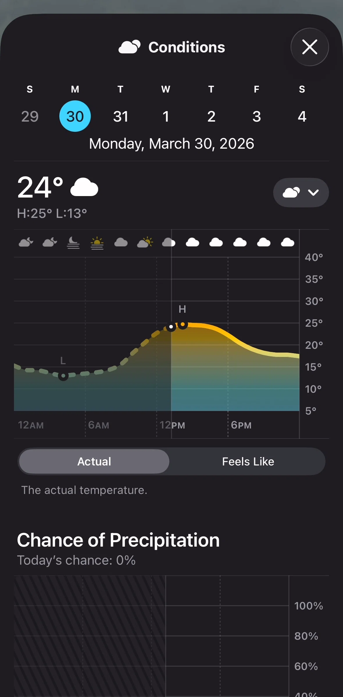 Weather Screen screen in the Changing weather detail flow