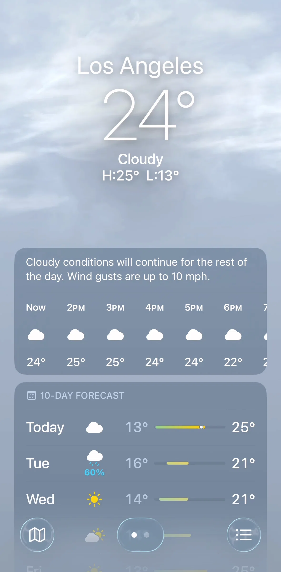 Weather Screen screen in the Map flow