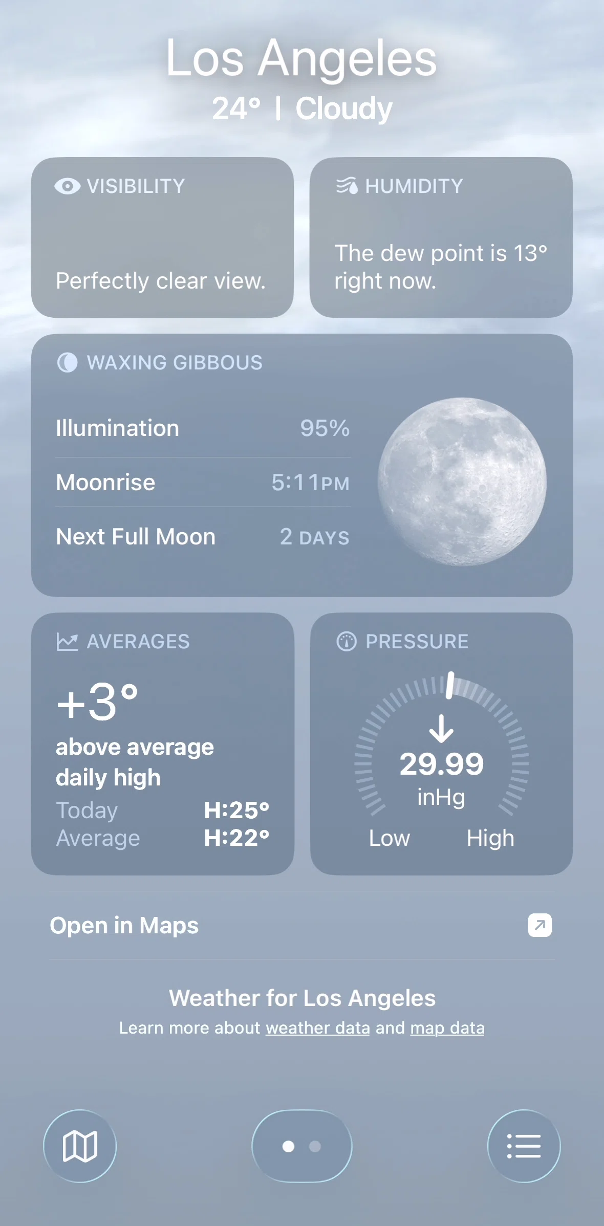 Weather Screen screen in the Pressure flow
