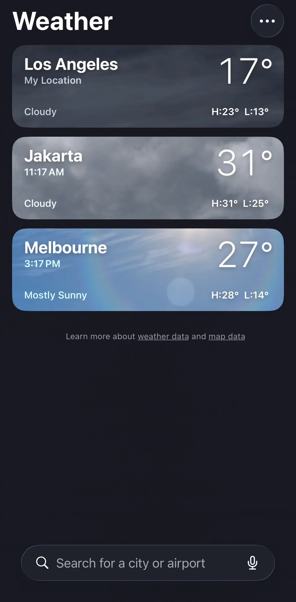 Weather Screen screen in the Reordering locations flow