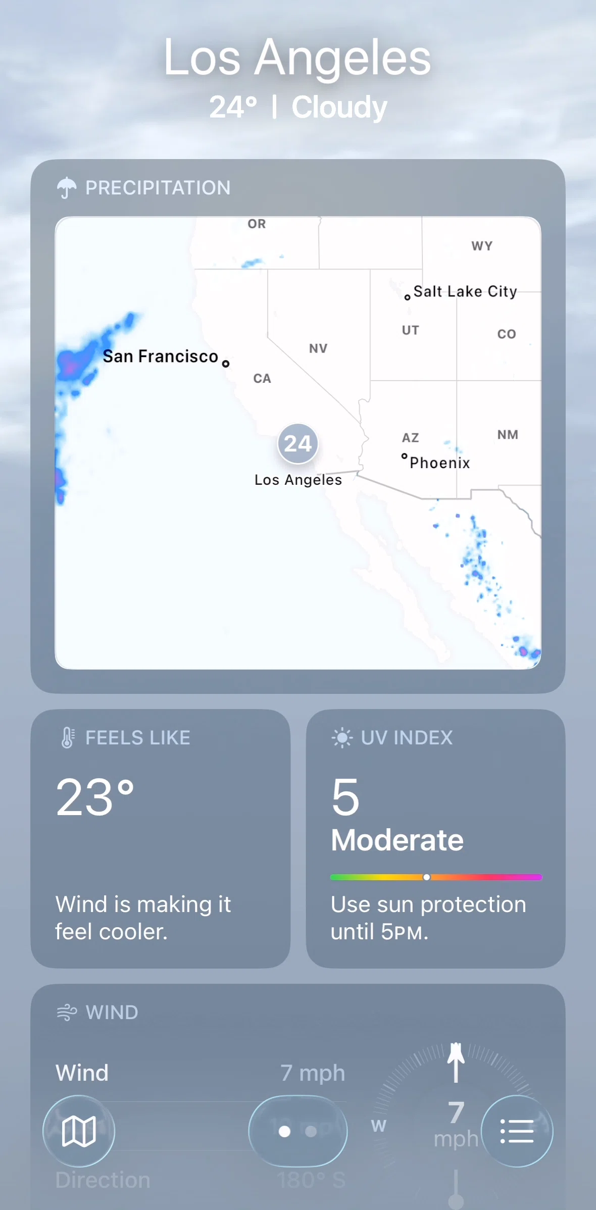 Weather Screen screen in the UV index flow