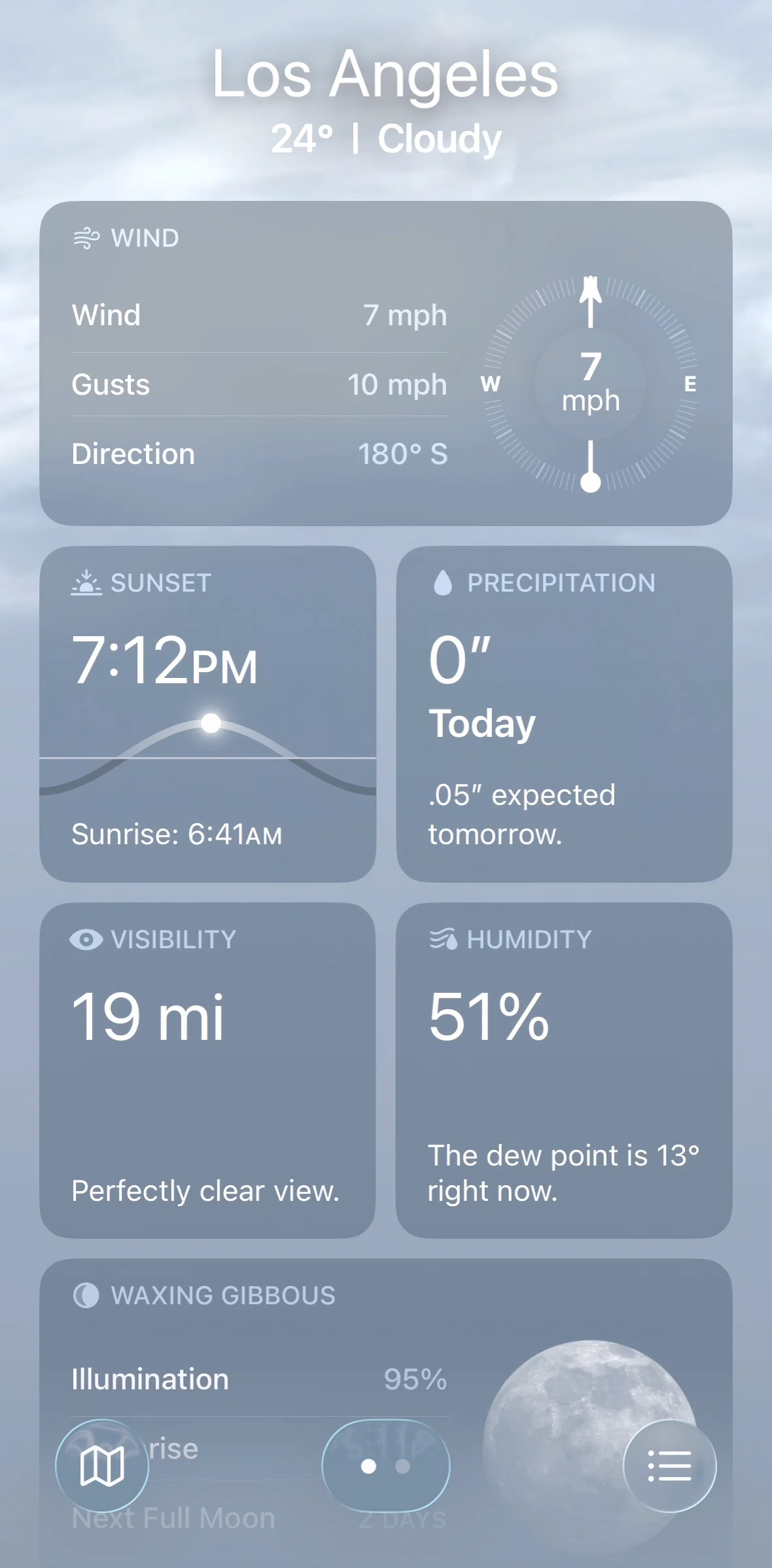 Weather Screen screen in the Wind flow