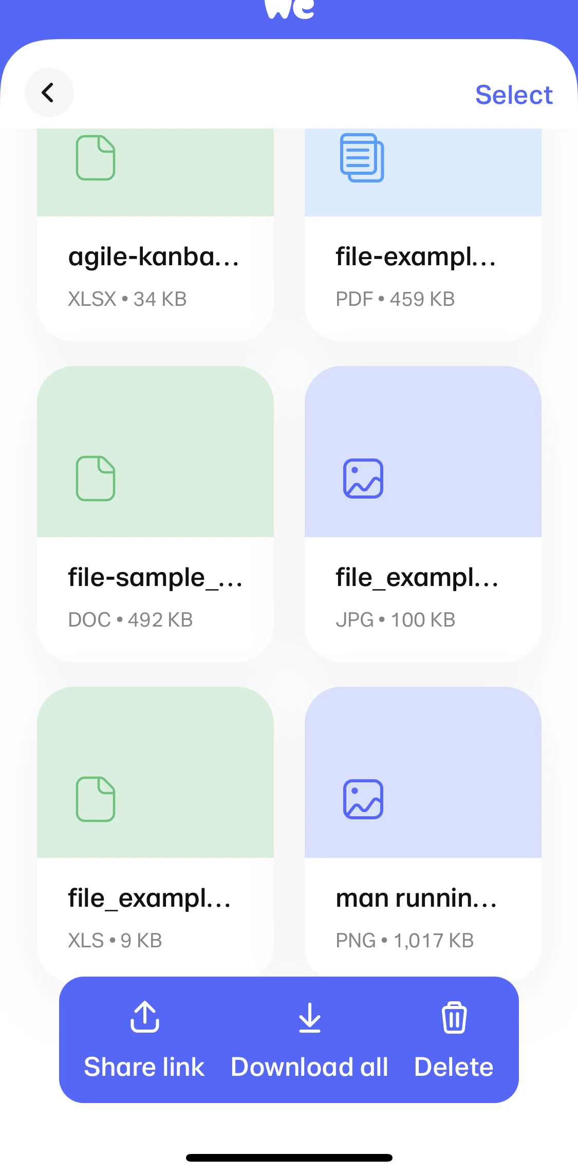 WeTransfer Screen screen in the Downloading files (sent) flow