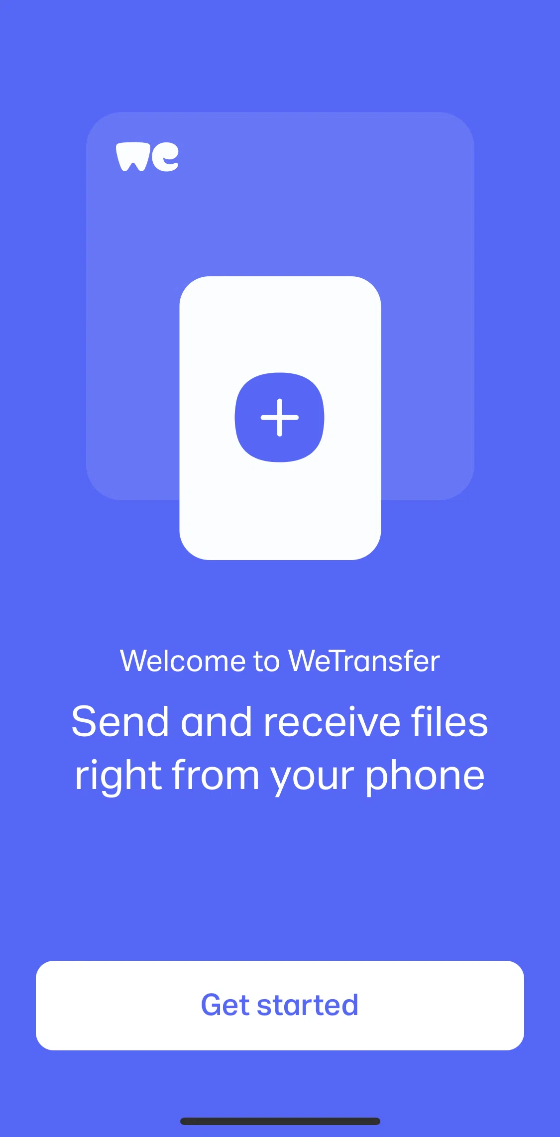 WeTransfer Screen screen in the Logging in flow