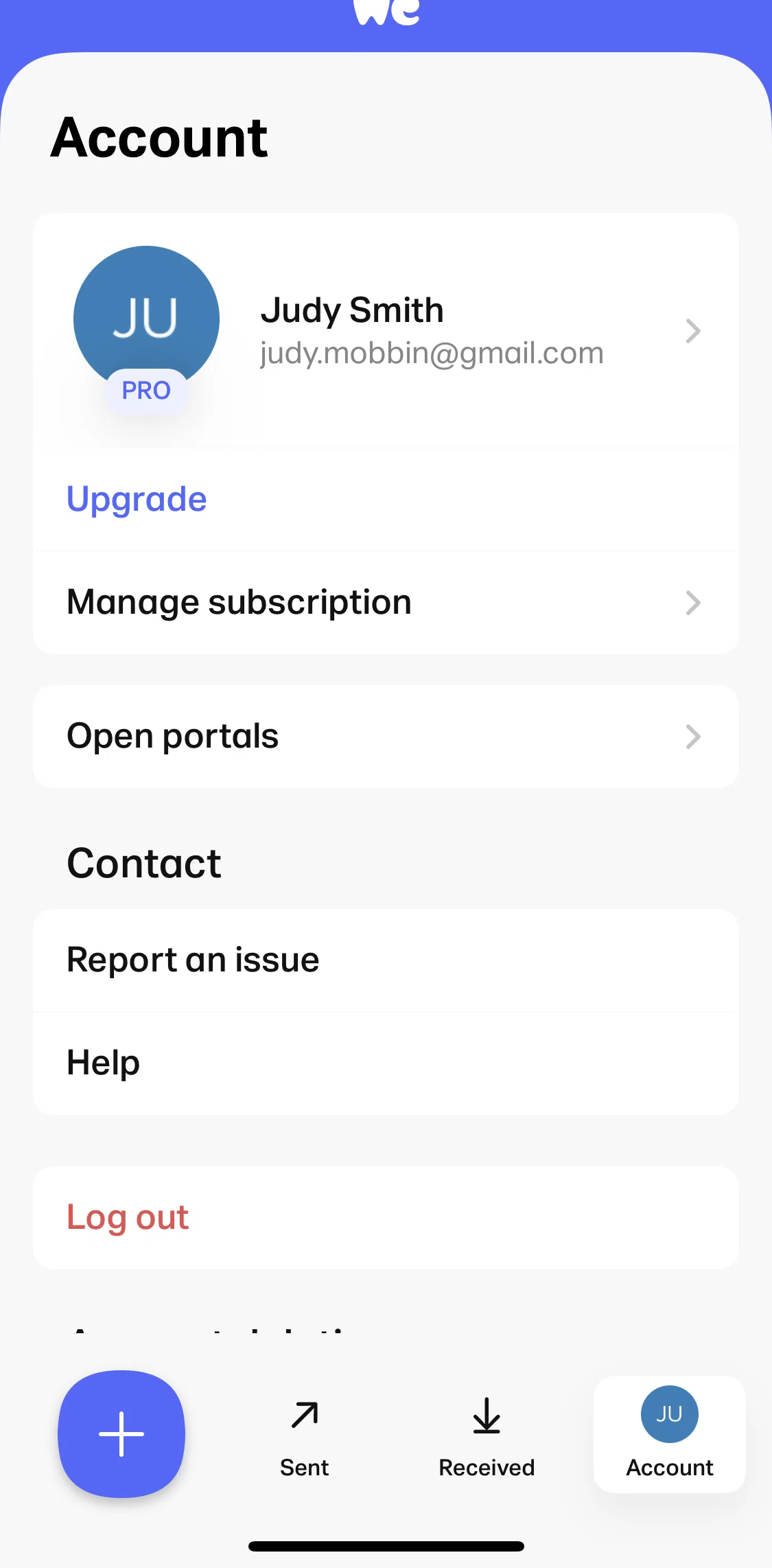 WeTransfer Screen screen in the Plans and pricing flow