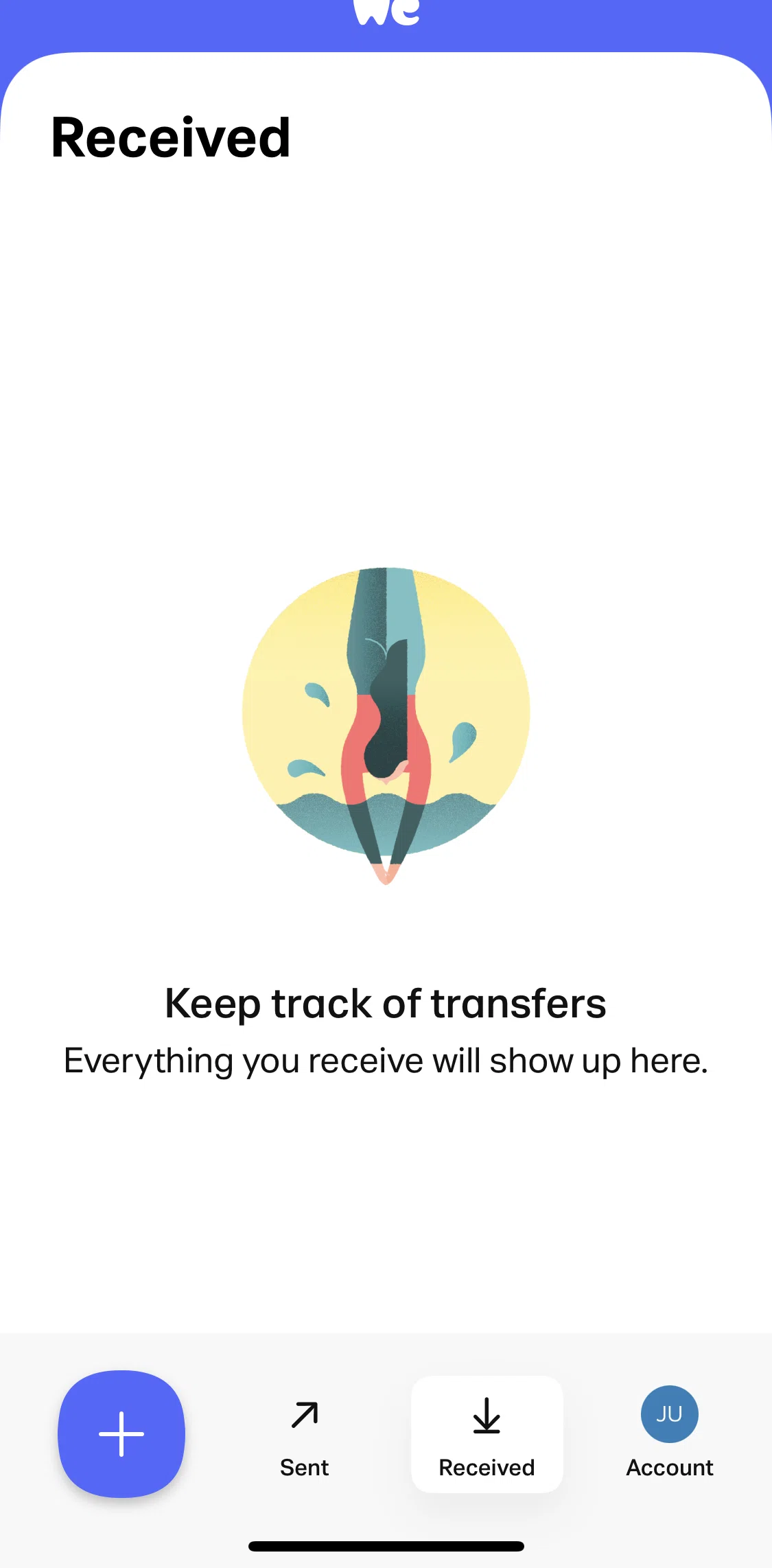 WeTransfer Screen screen in the Received files flow