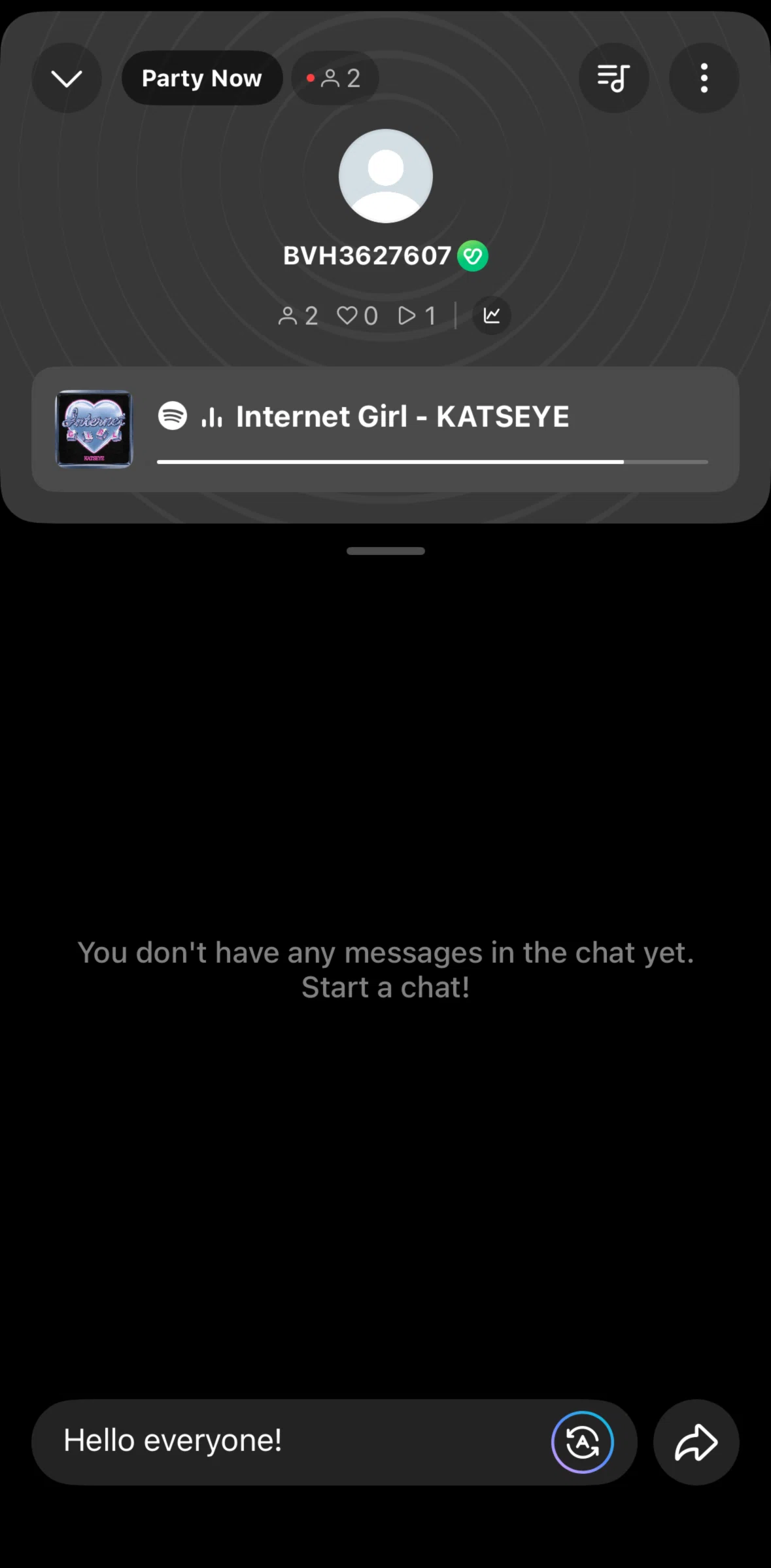 Weverse Screen screen in the Completing a listening party flow