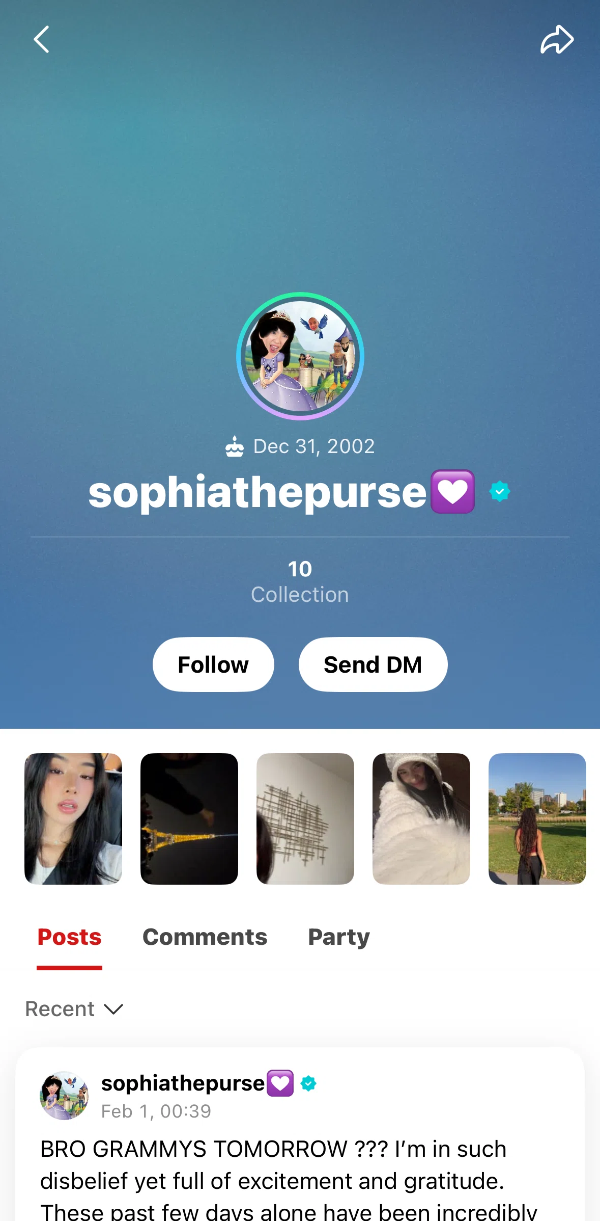 Weverse Screen screen in the Following a profile flow