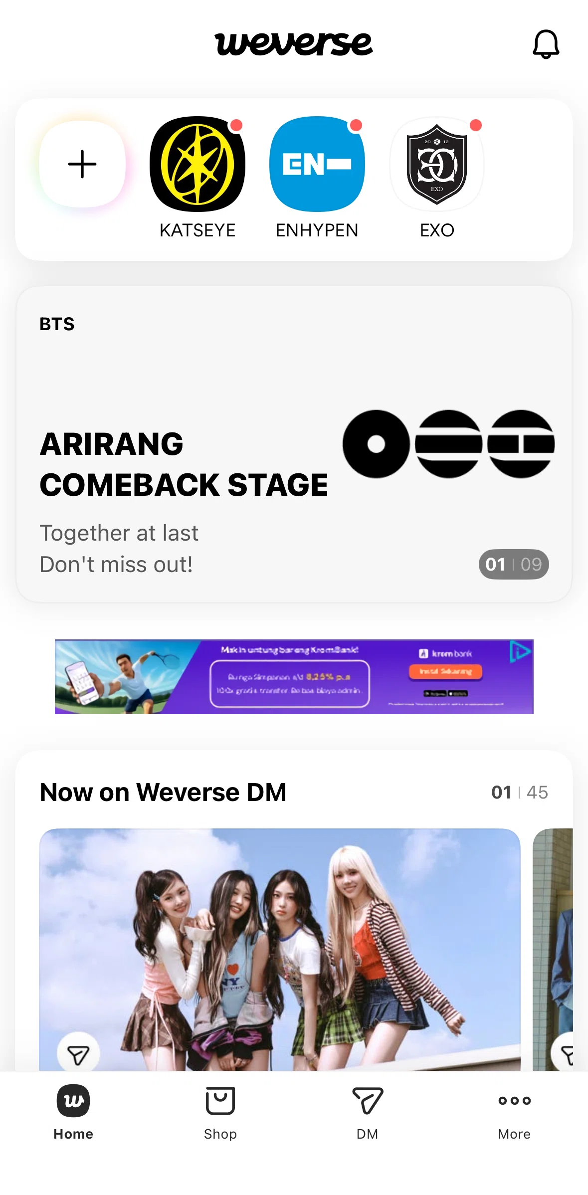 Weverse Screen screen in the Joining a community flow