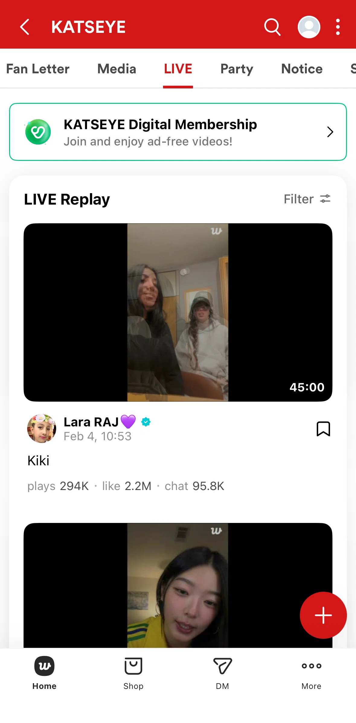 Weverse Screen screen in the Live flow