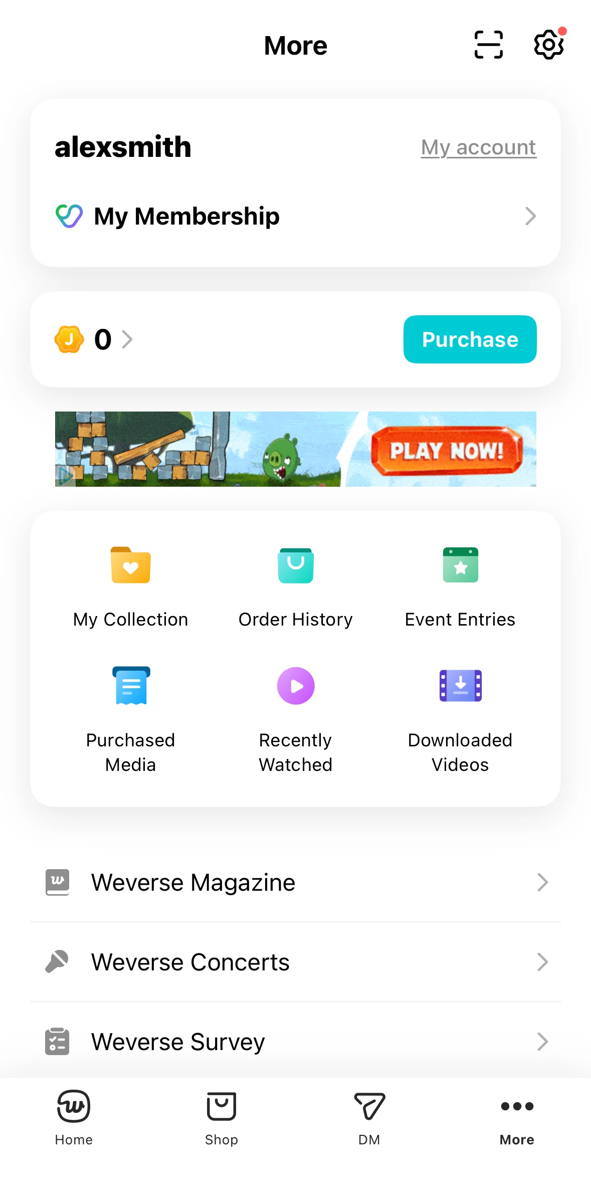 Weverse Screen screen in the Membership flow