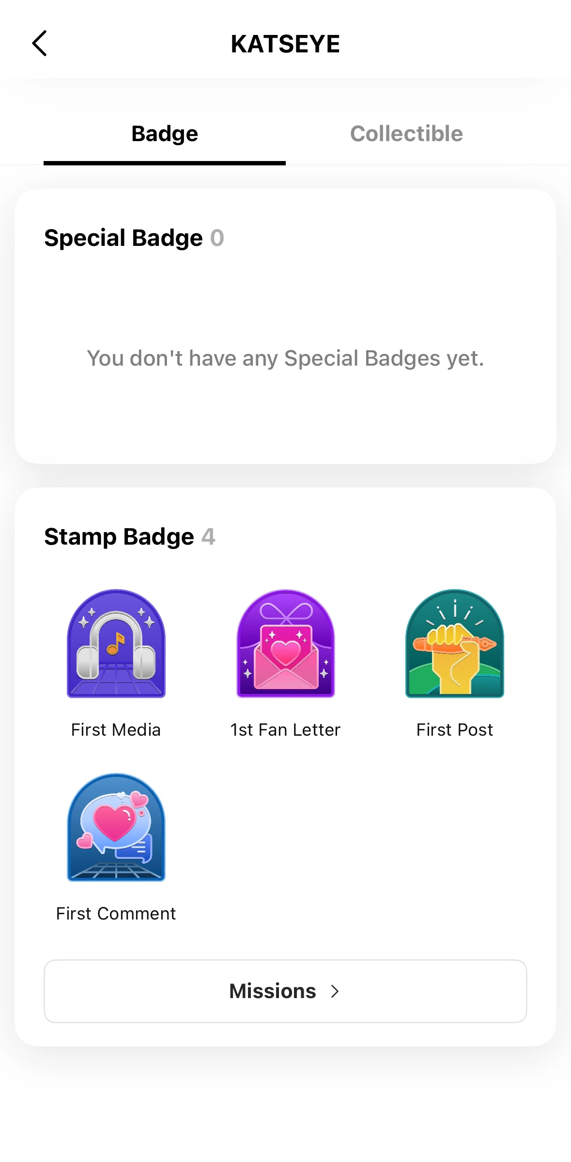 Weverse Screen screen in the Missions flow