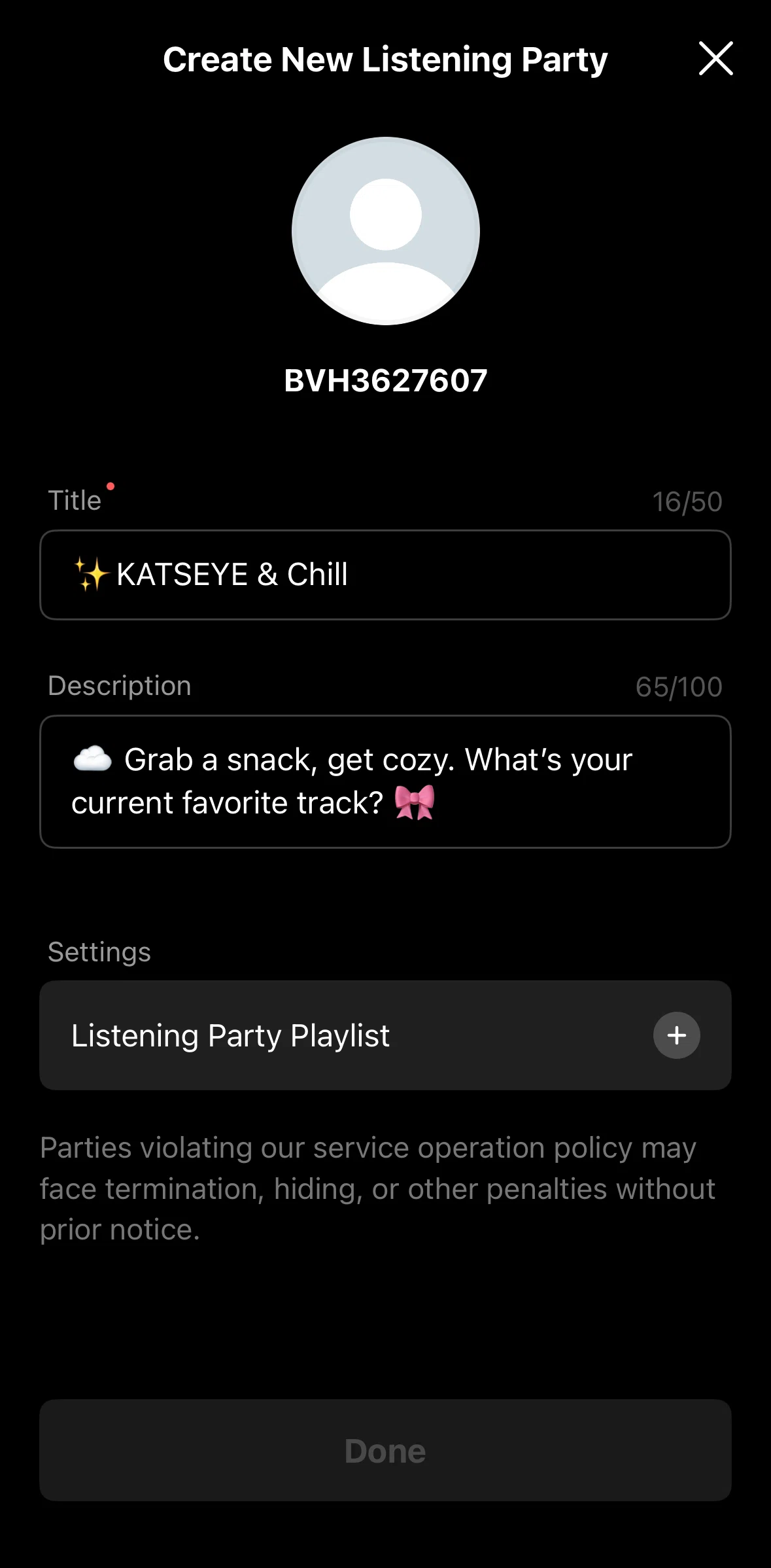 Weverse Screen screen in the Playlist flow