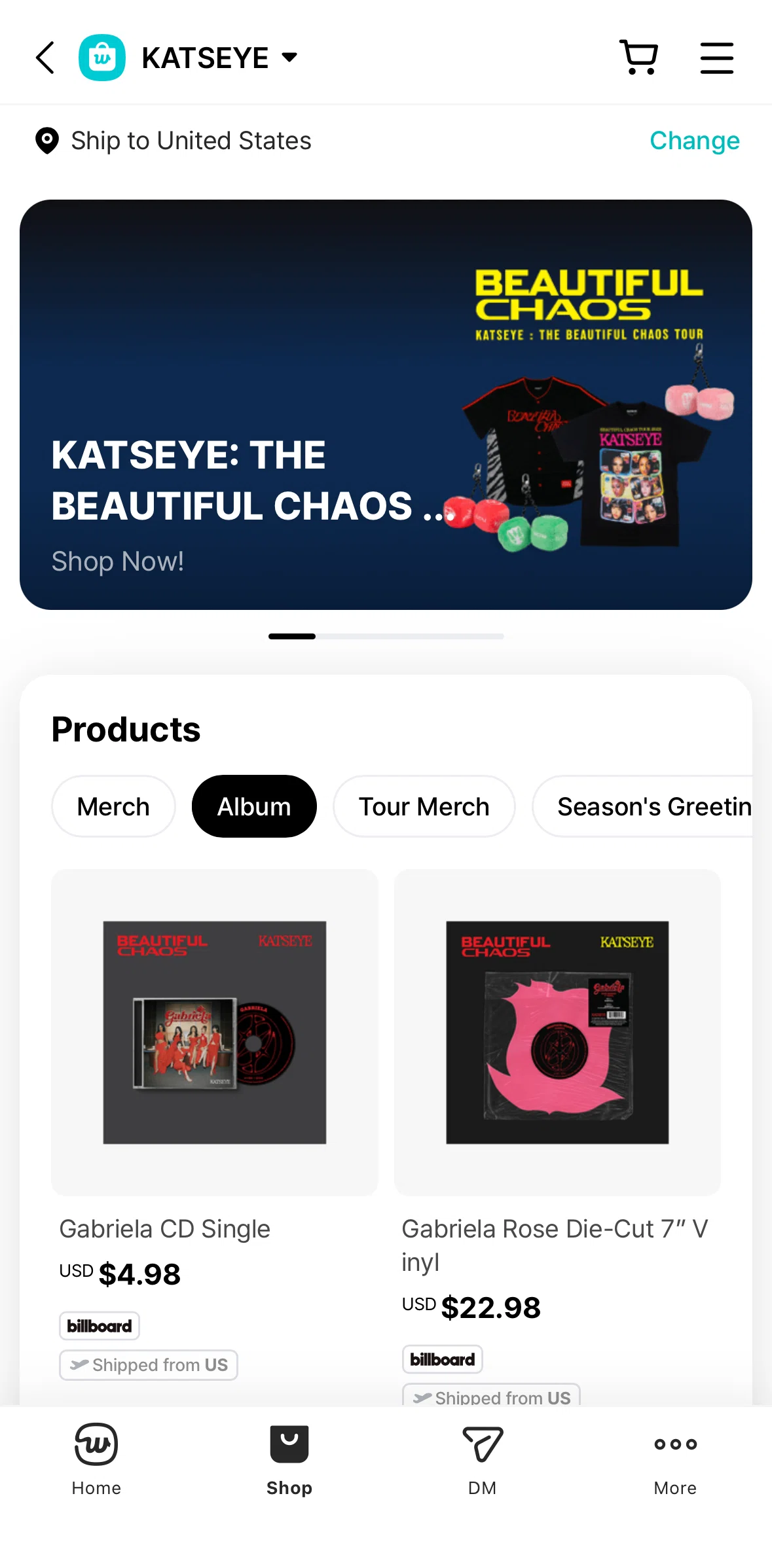 Weverse Screen screen in the Product detail flow
