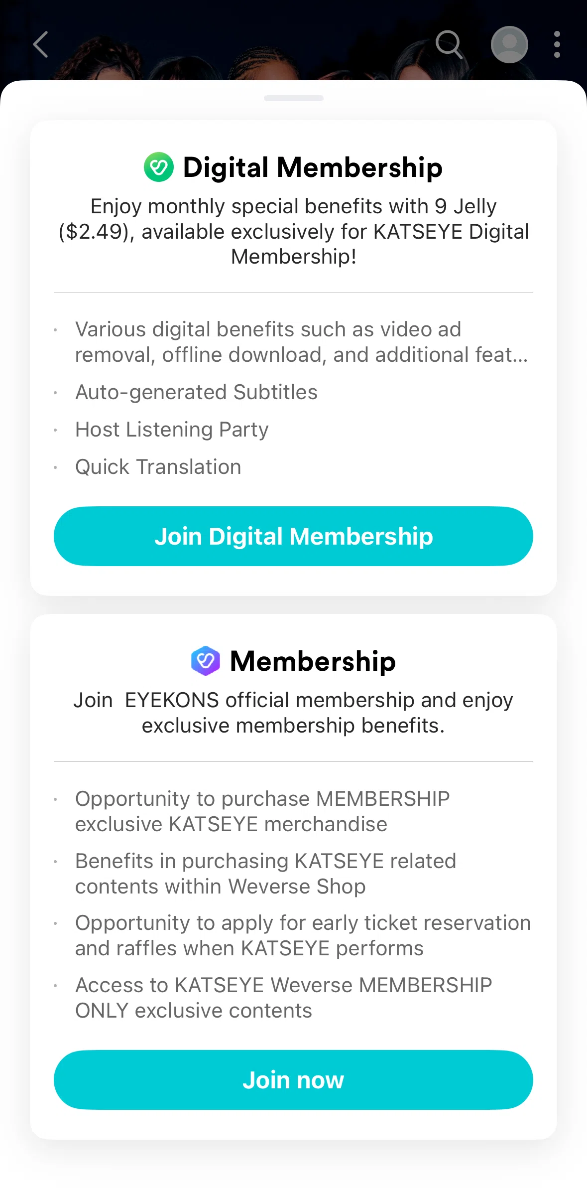Weverse Screen screen in the Subscribe to a memership flow