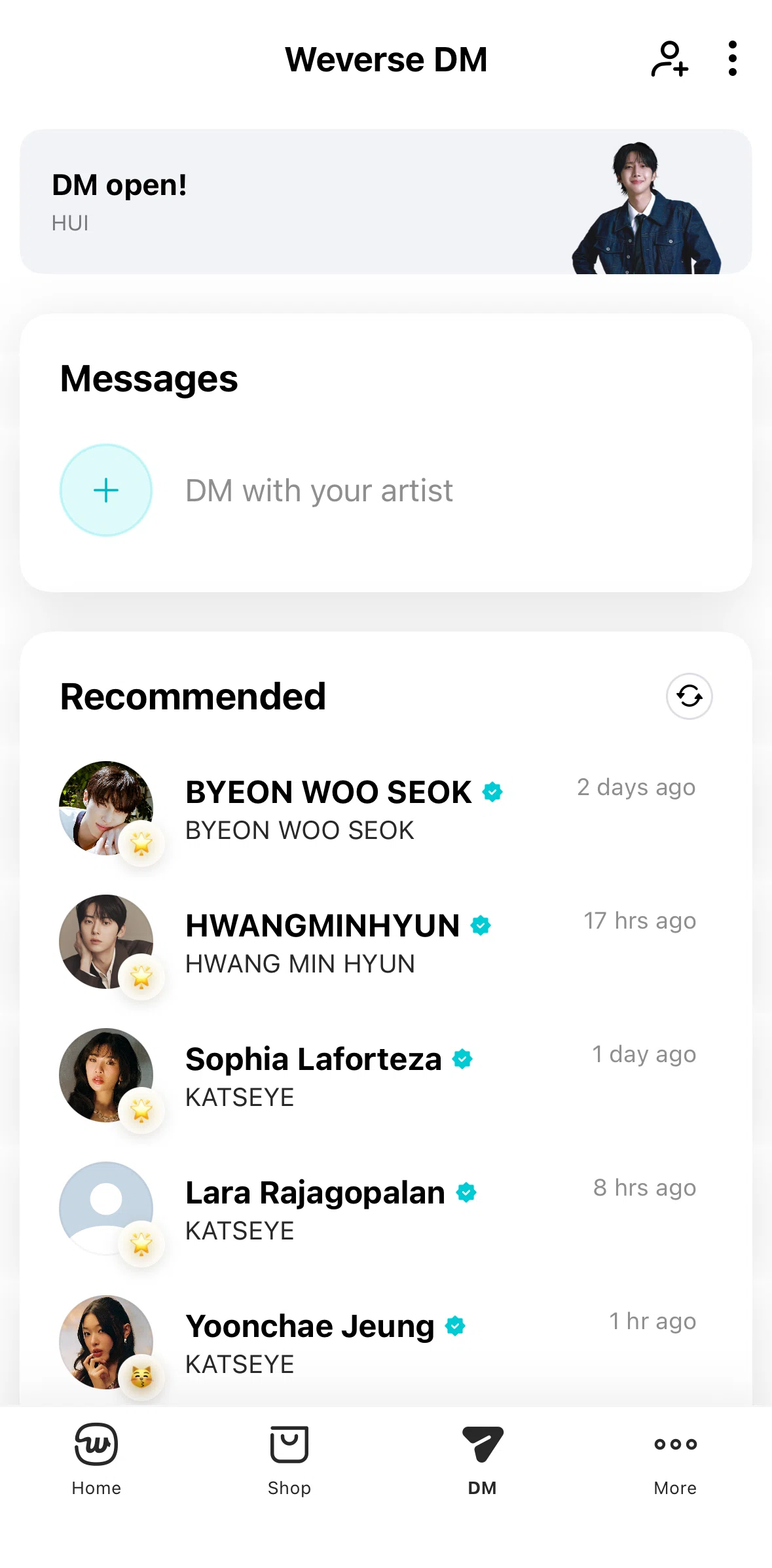 Weverse Screen screen in the Subscribing to Weverse DM flow