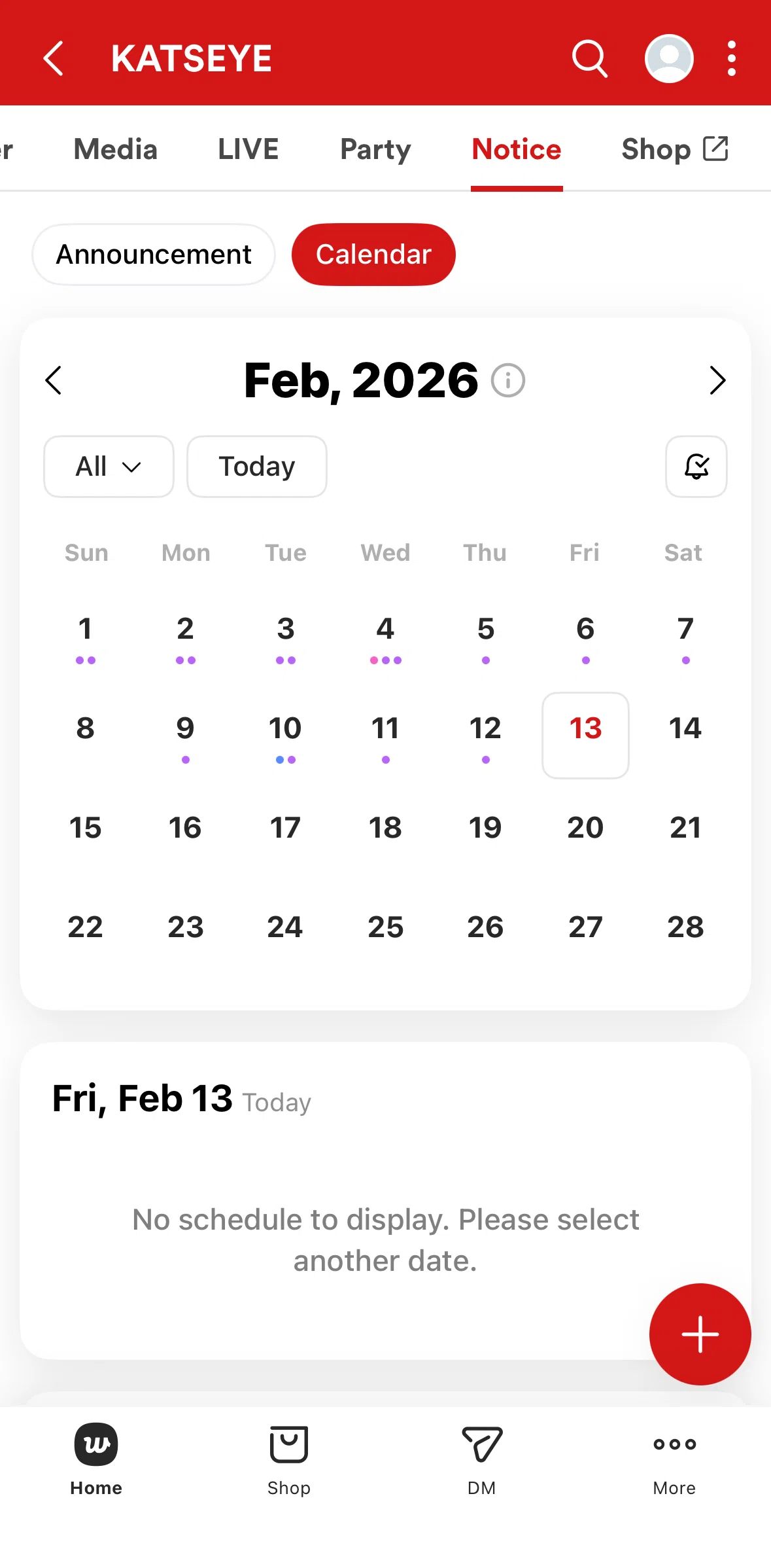 Weverse Screen screen in the Turning off calendar alerts flow