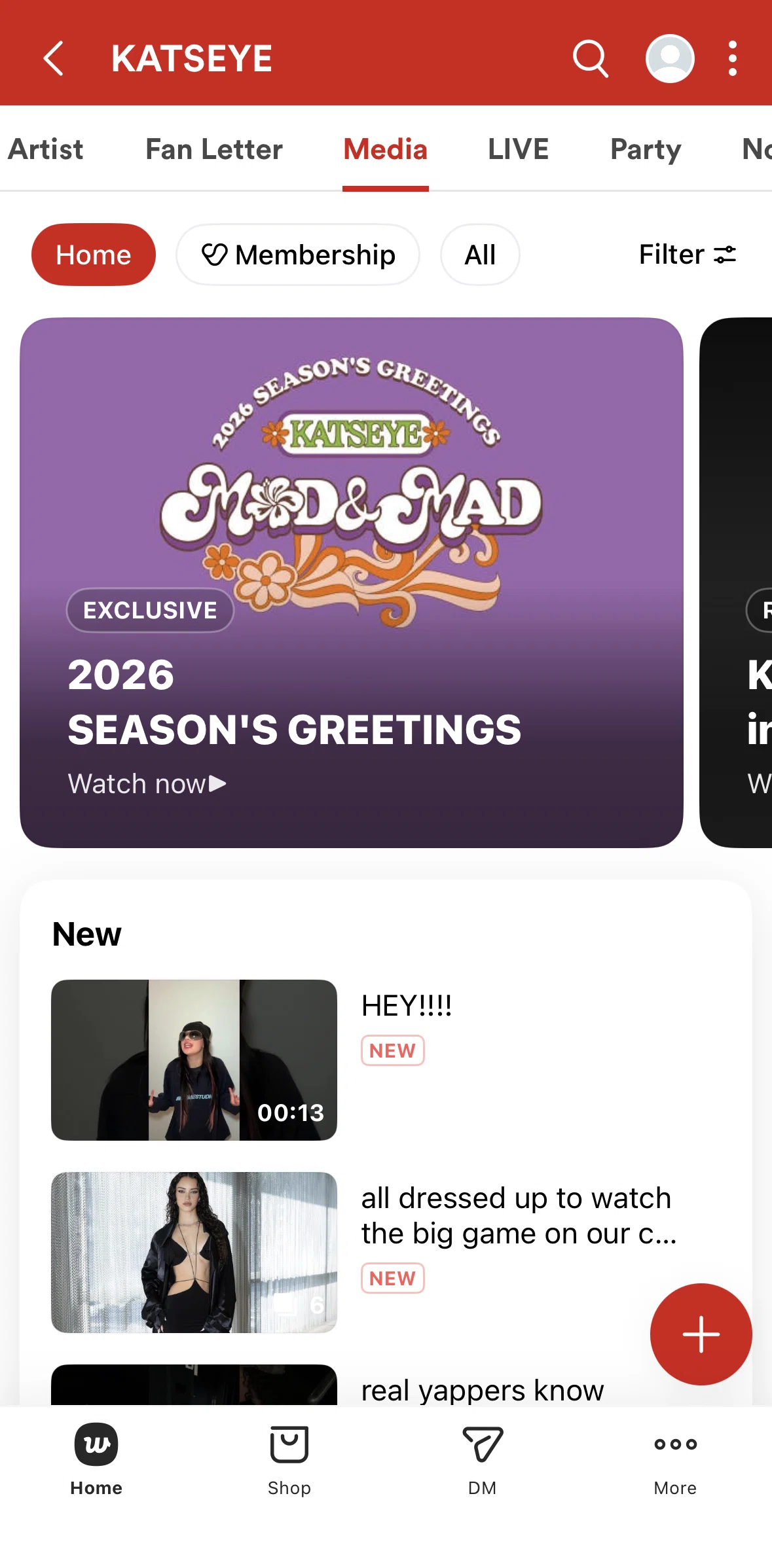 Weverse Screen screen in the Watching a video flow