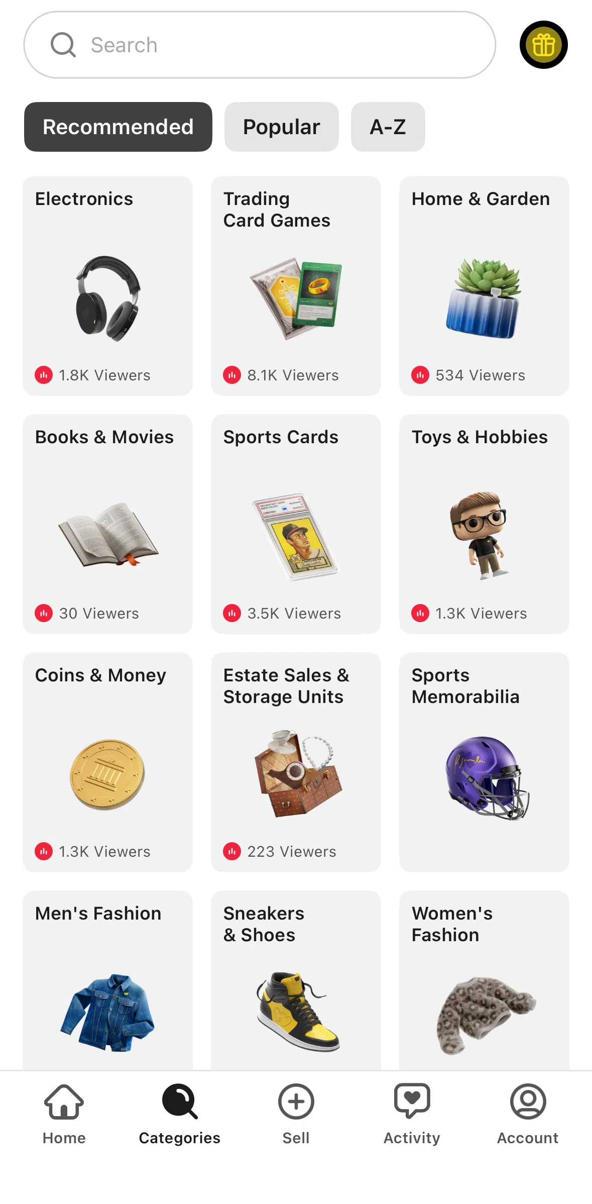 Whatnot Screen screen in the Categories detail flow