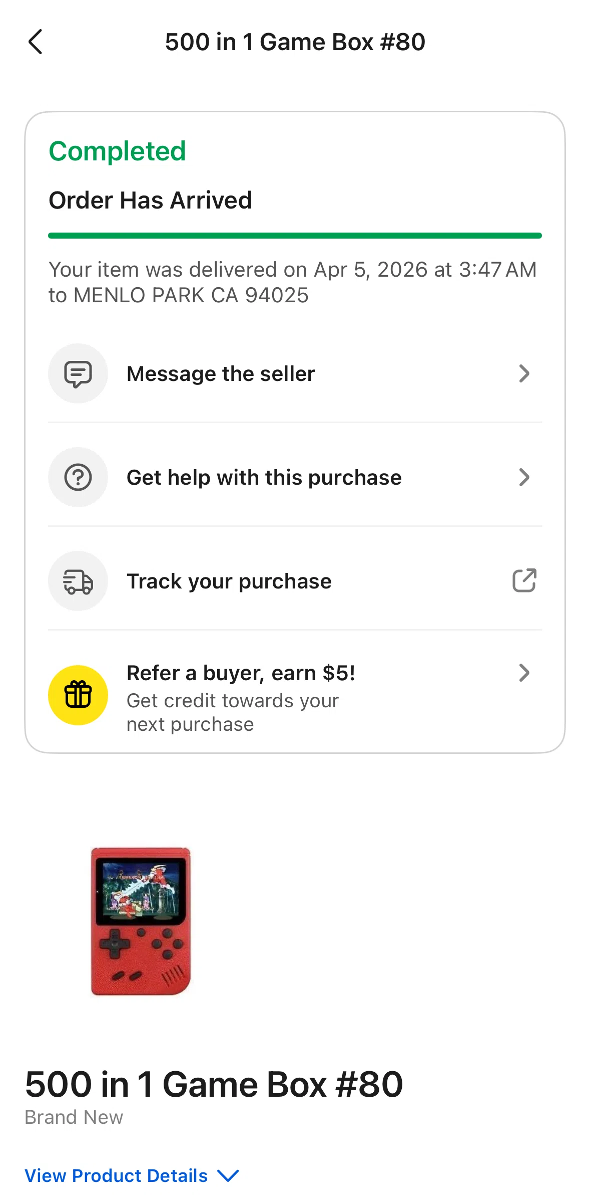 Whatnot Screen screen in the Get help with this purchase flow