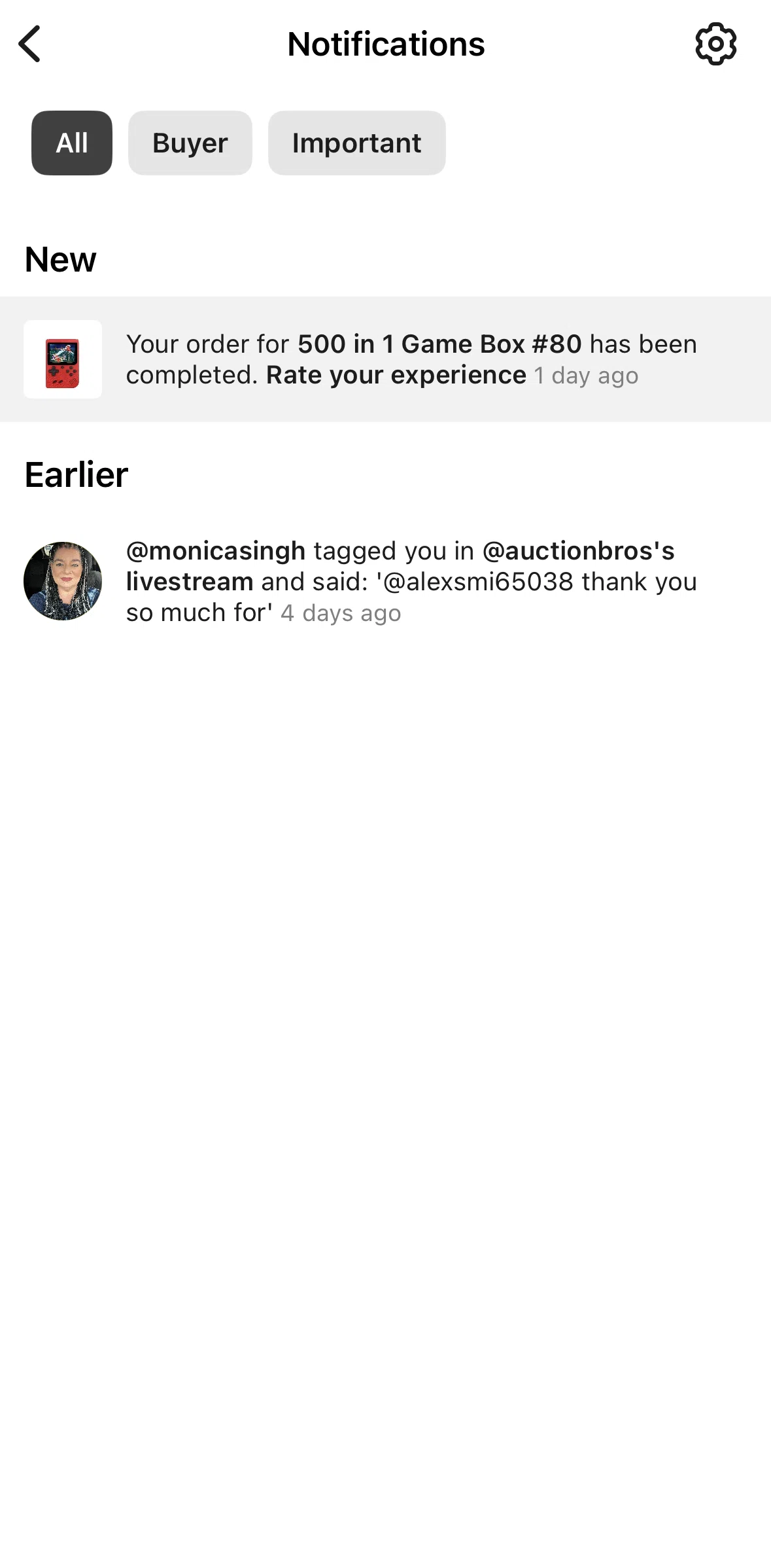 Whatnot Screen screen in the Notification settings flow