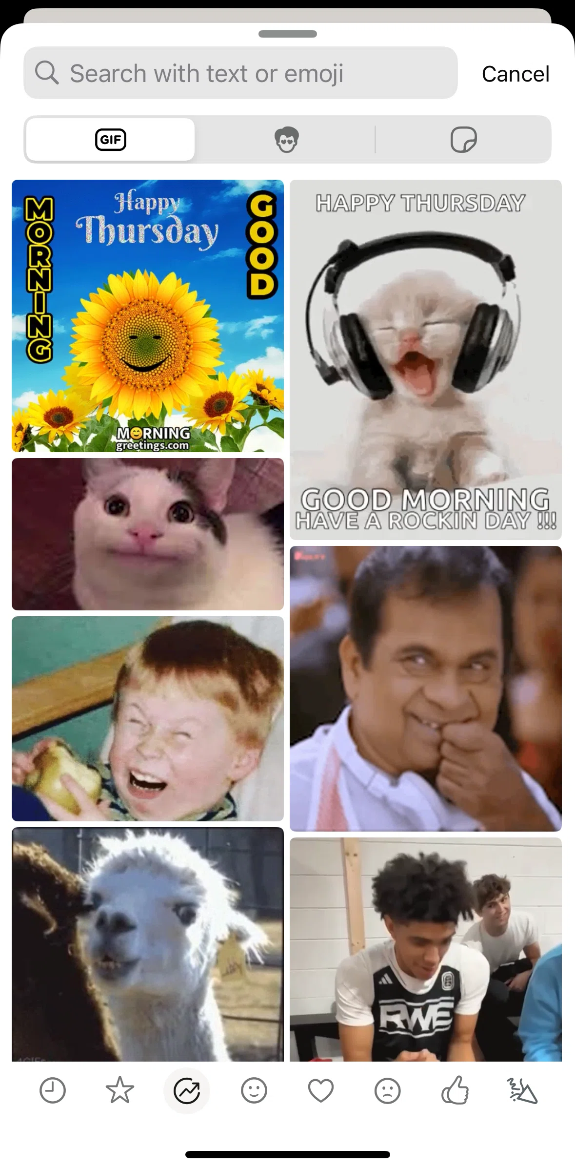 Whatsapp Screen screen in the Adding a GIF to favorites flow