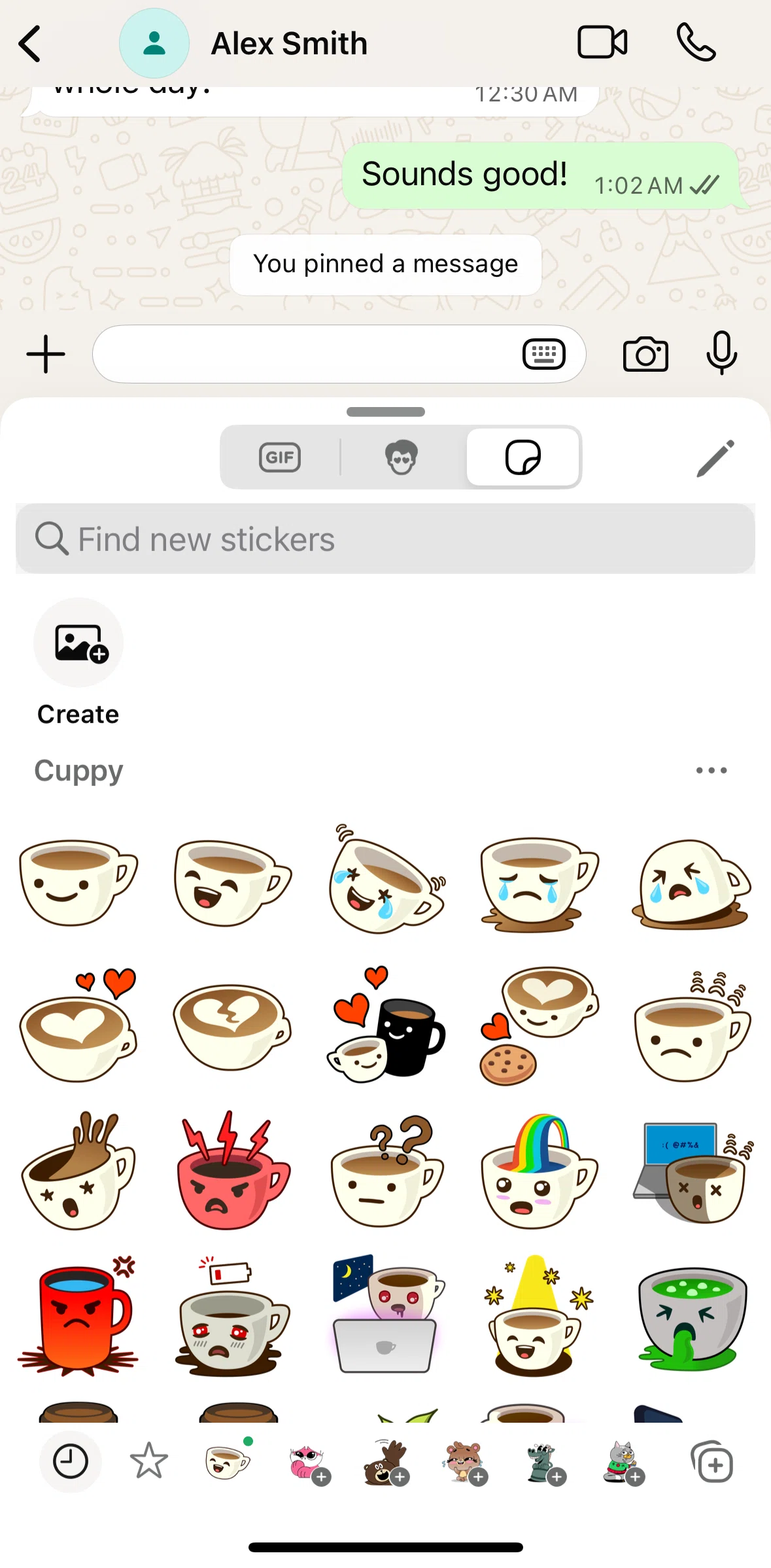 Whatsapp Screen screen in the Adding stickers flow