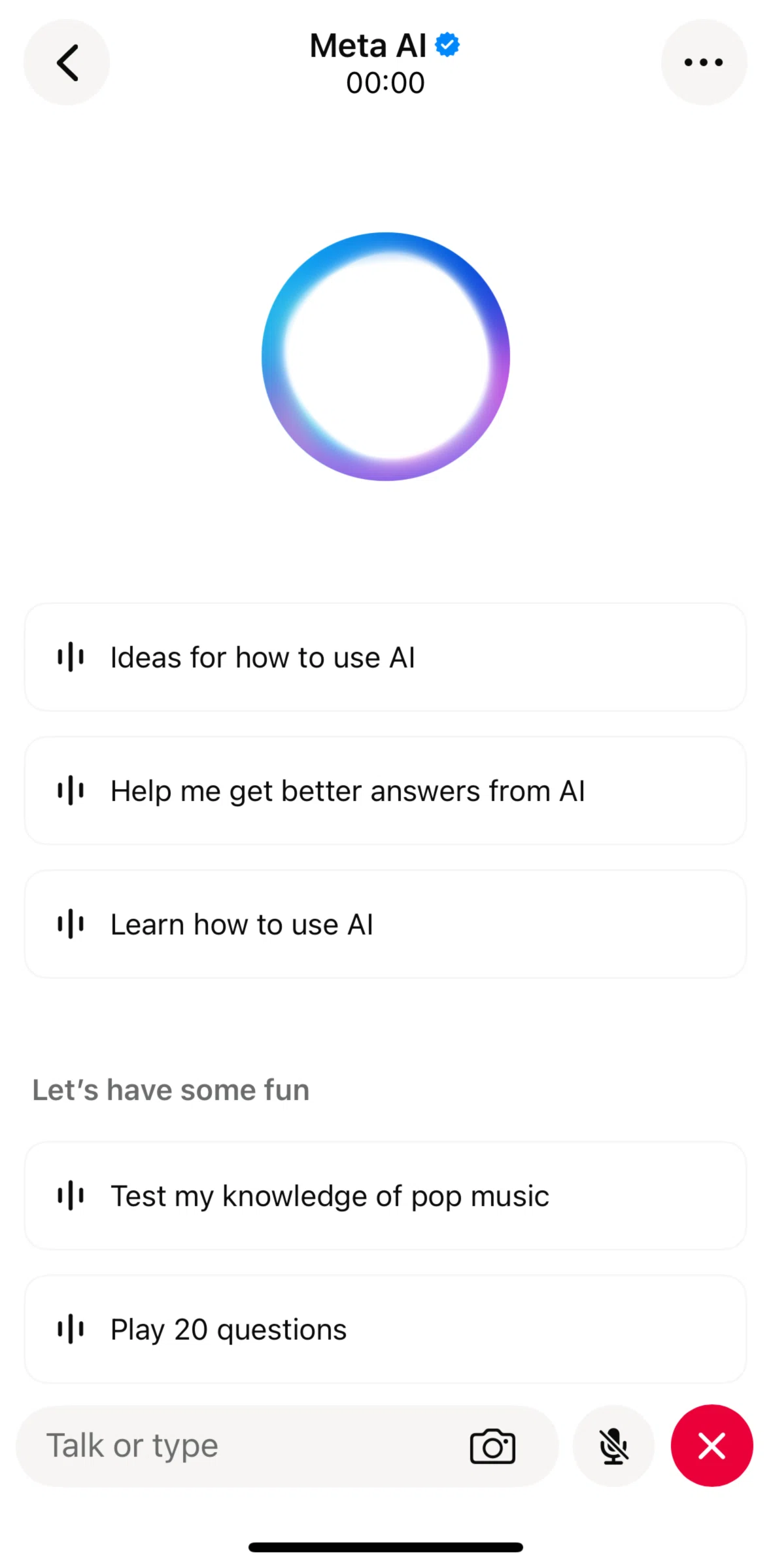 Whatsapp Screen screen in the Changing Meta AI voice flow