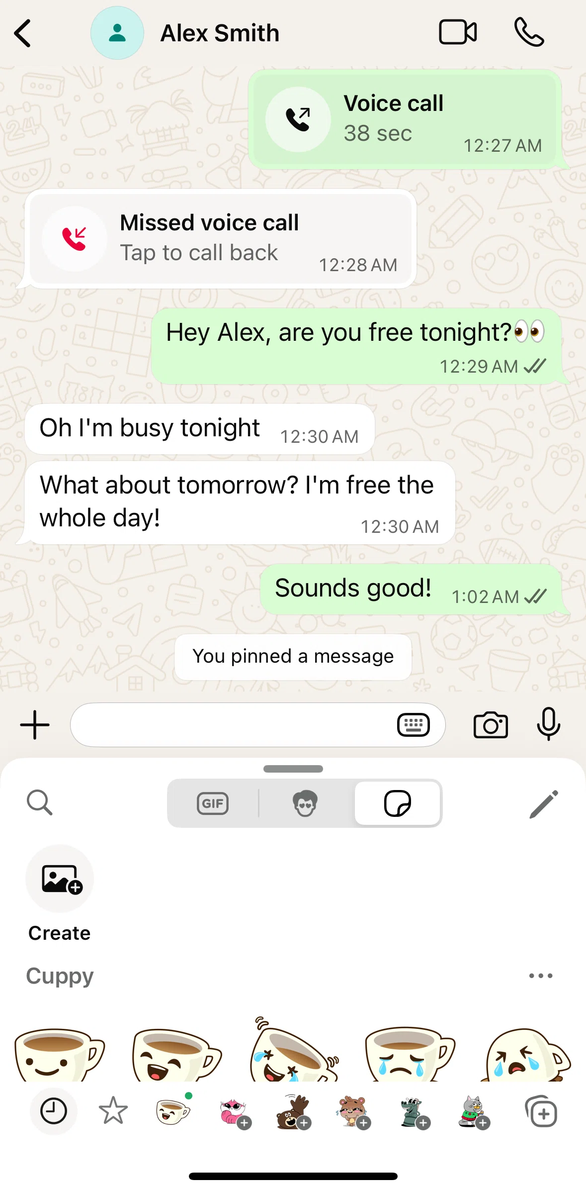 Whatsapp Screen screen in the Creating a sticker with an image flow