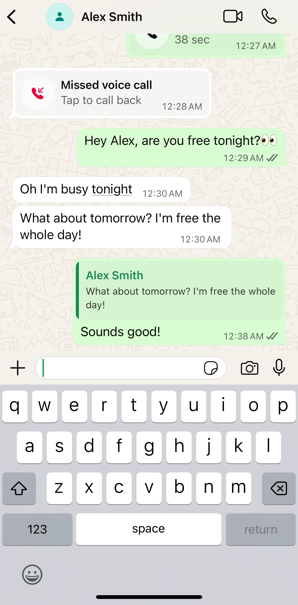 Whatsapp Screen screen in the Editing a message flow