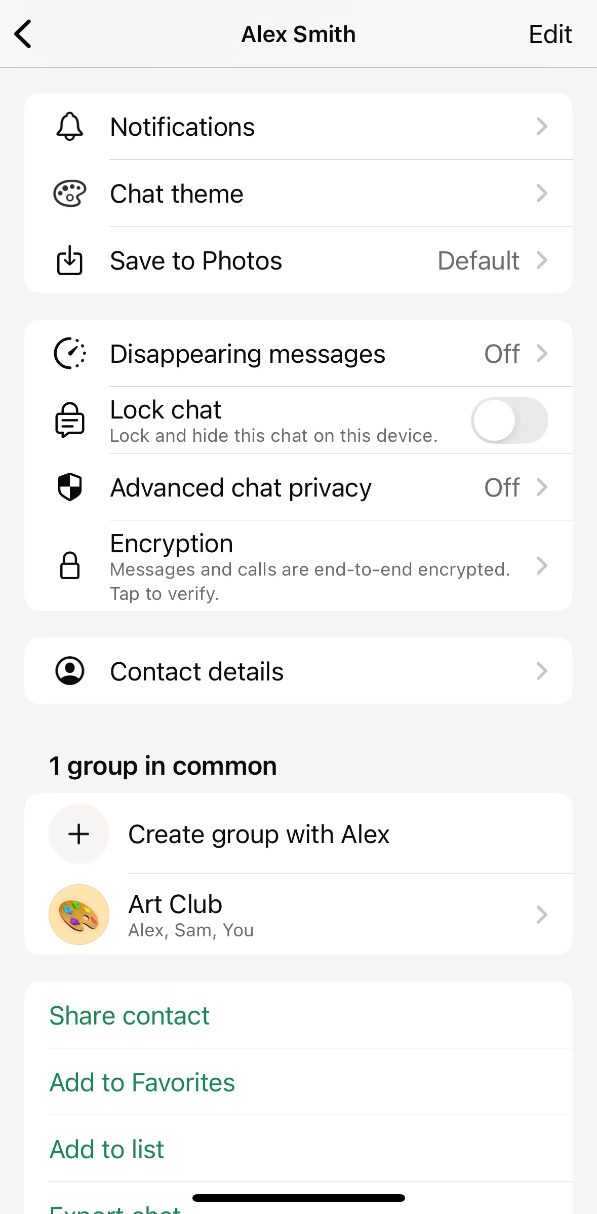 Whatsapp Screen screen in the Enabling advanced chat privacy flow