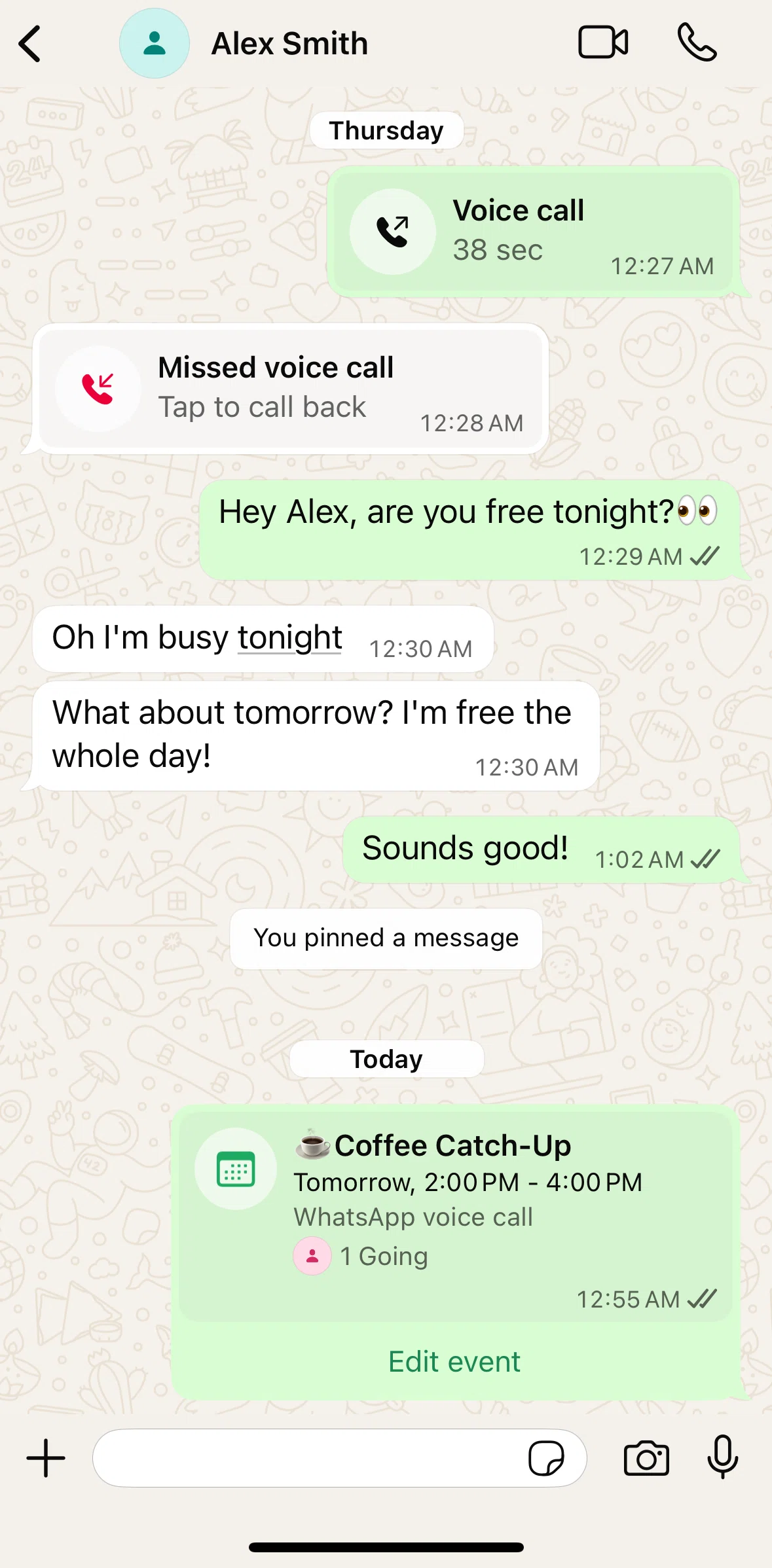 Whatsapp Screen screen in the Event detail flow