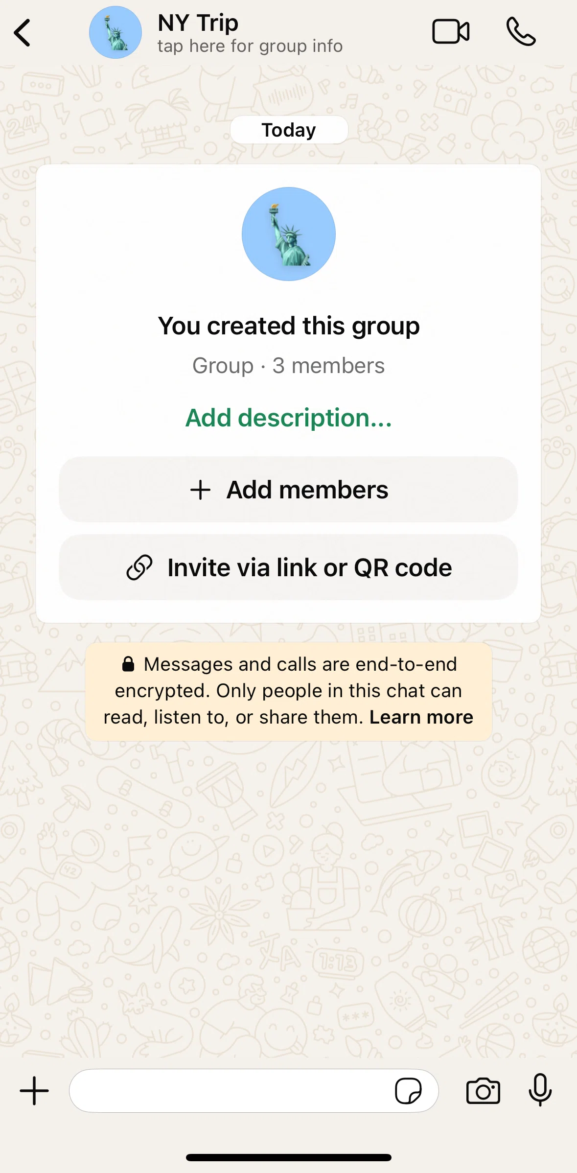 Whatsapp Screen screen in the Group info flow